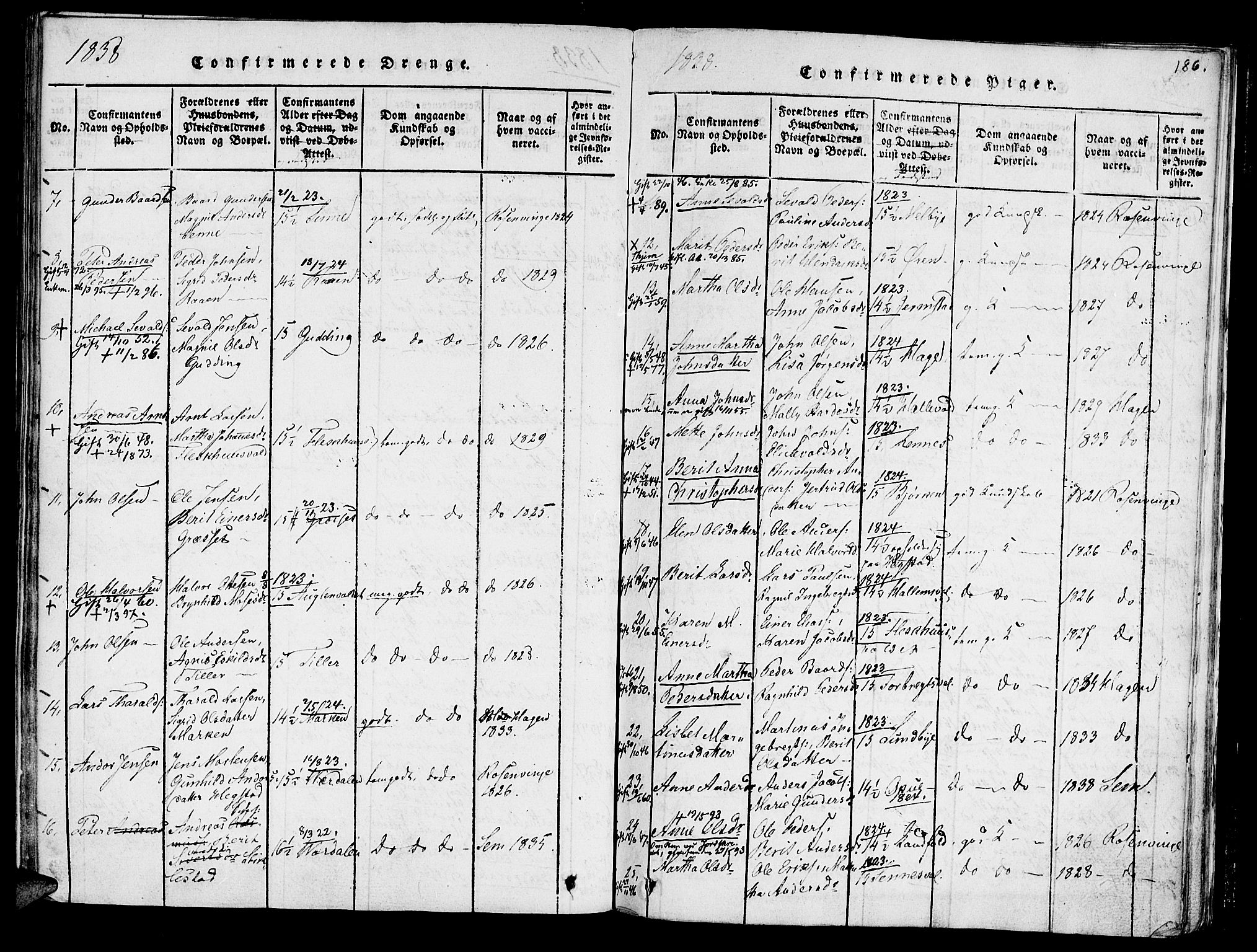 Ministerialprotokoller, klokkerbøker og fødselsregistre - Nord-Trøndelag, AV/SAT-A-1458/723/L0234: Parish register (official) no. 723A05 /1, 1816-1840, p. 186