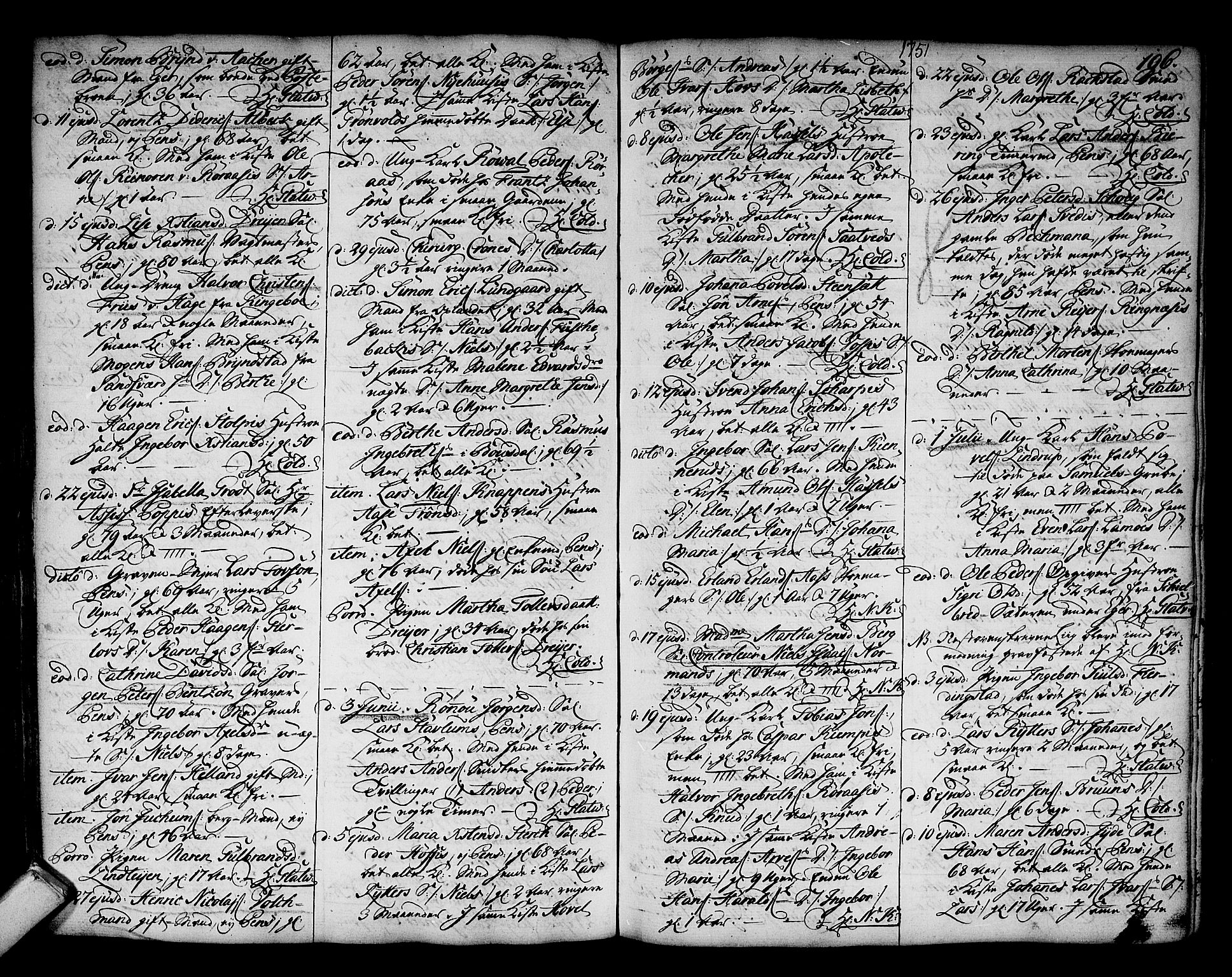 Kongsberg kirkebøker, AV/SAKO-A-22/F/Fa/L0003: Parish register (official) no. I 3, 1744-1755, p. 196