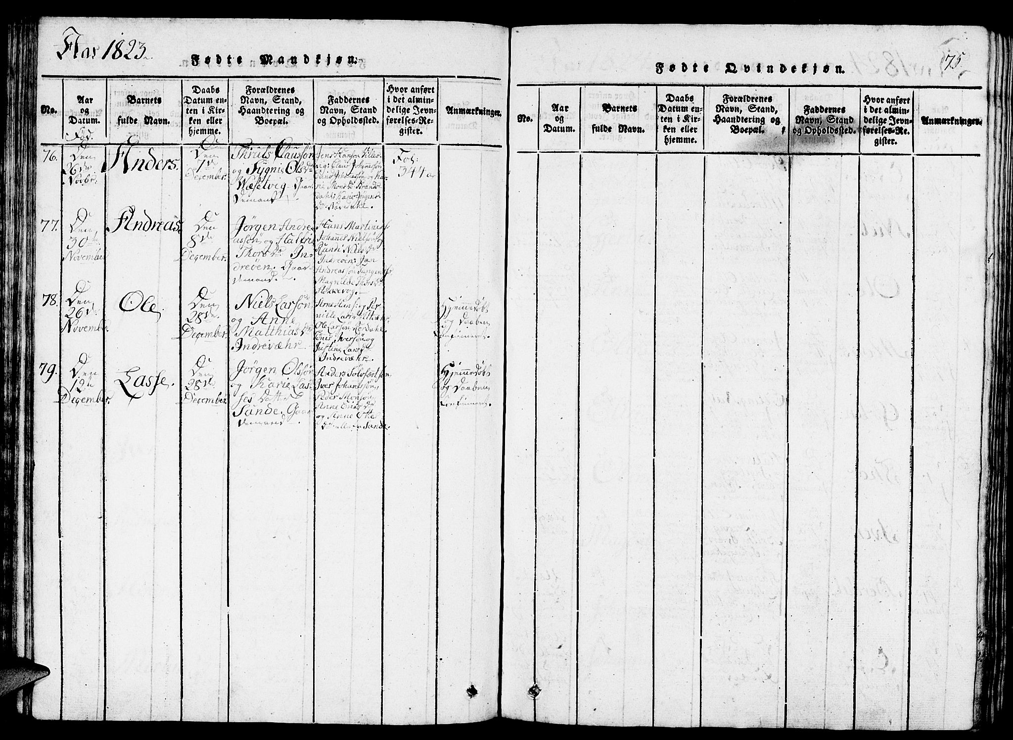 Gulen sokneprestembete, AV/SAB-A-80201/H/Haa/Haaa/L0018: Parish register (official) no. A 18, 1816-1825, p. 75
