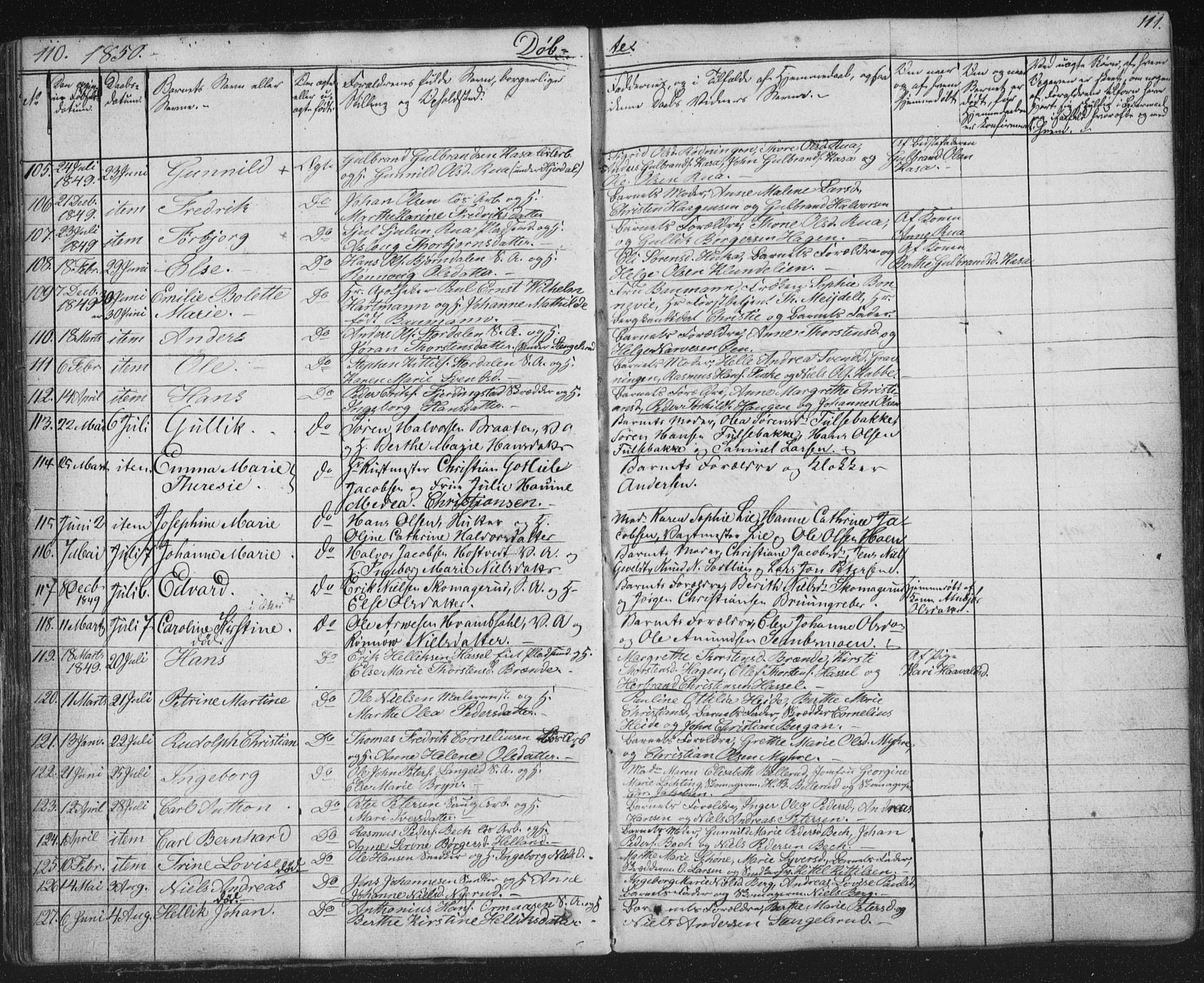 Kongsberg kirkebøker, SAKO/A-22/G/Ga/L0002: Parish register (copy) no. 2, 1839-1858, p. 110-111