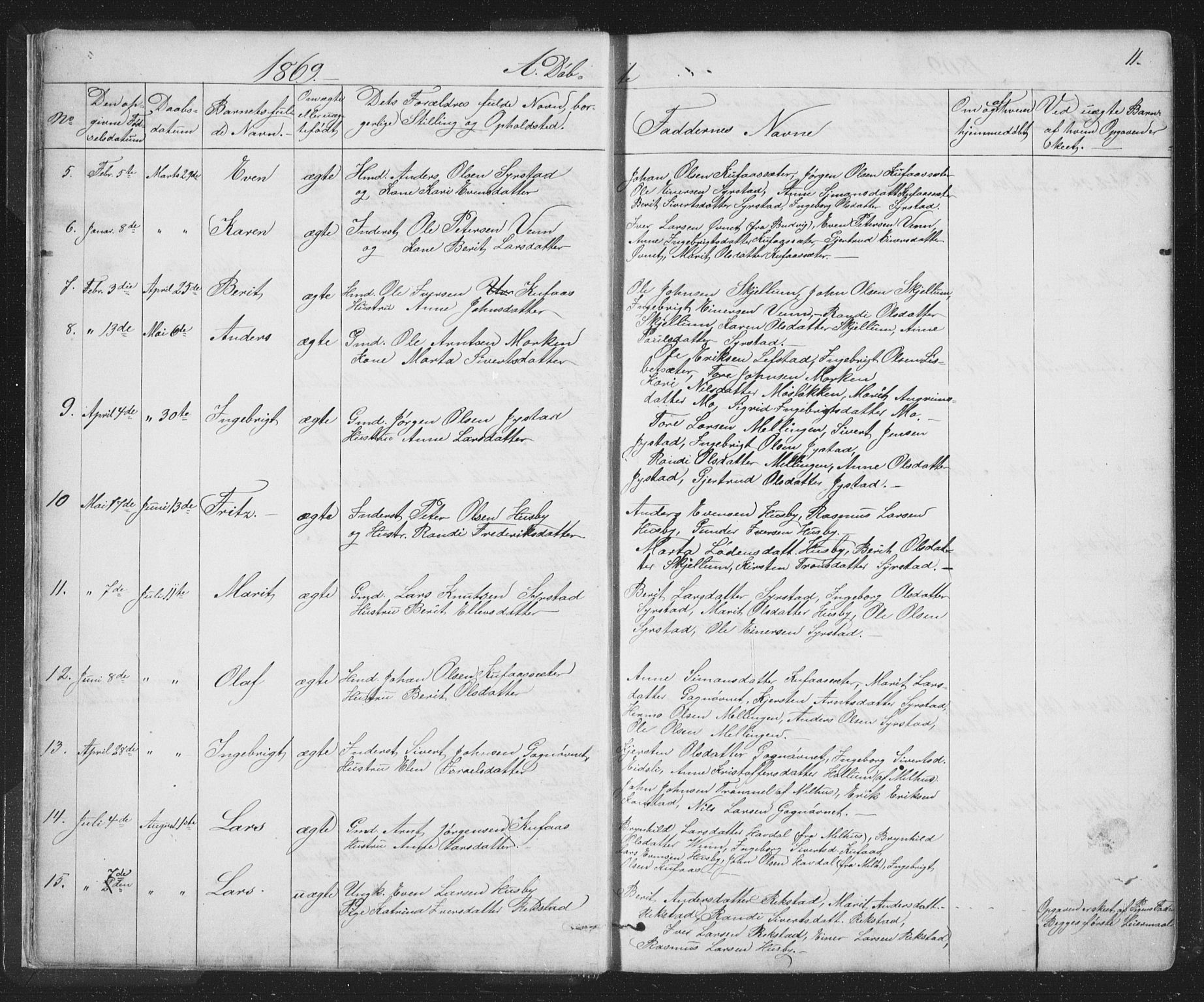 Ministerialprotokoller, klokkerbøker og fødselsregistre - Sør-Trøndelag, SAT/A-1456/667/L0798: Parish register (copy) no. 667C03, 1867-1929, p. 11