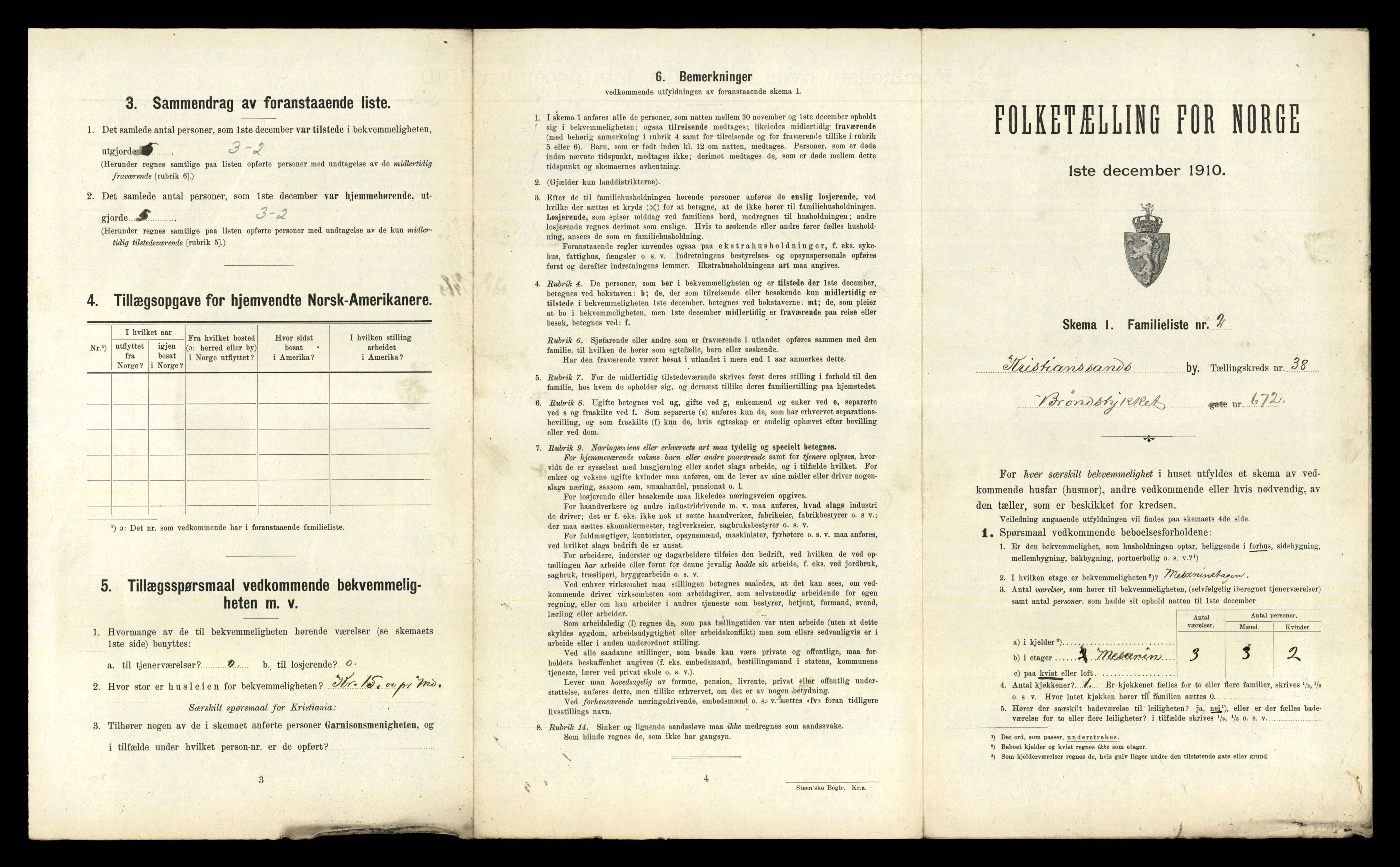 RA, 1910 census for Kristiansand, 1910, p. 9532