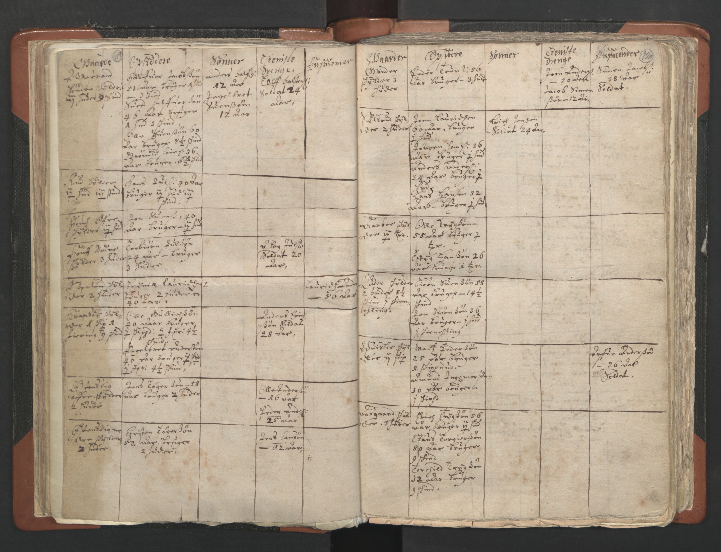 RA, Vicar's Census 1664-1666, no. 2: Øvre Borgesyssel deanery, 1664-1666, p. 119-120