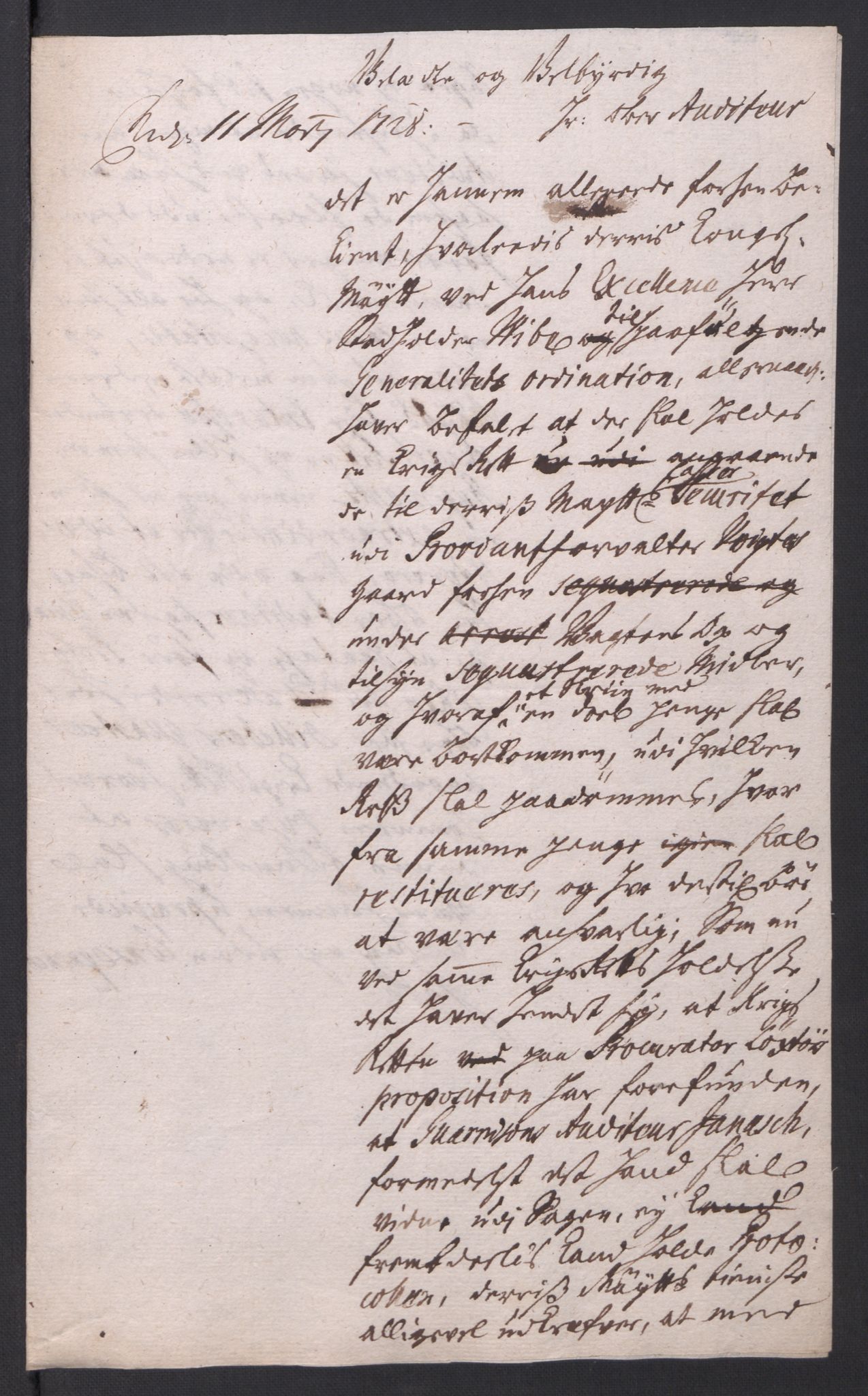 Kommanderende general (KG I) med Det norske krigsdirektorium, AV/RA-EA-5419/B/L0010: Kommanderende generals konsepter og kopibok, 1728-1730, p. 99