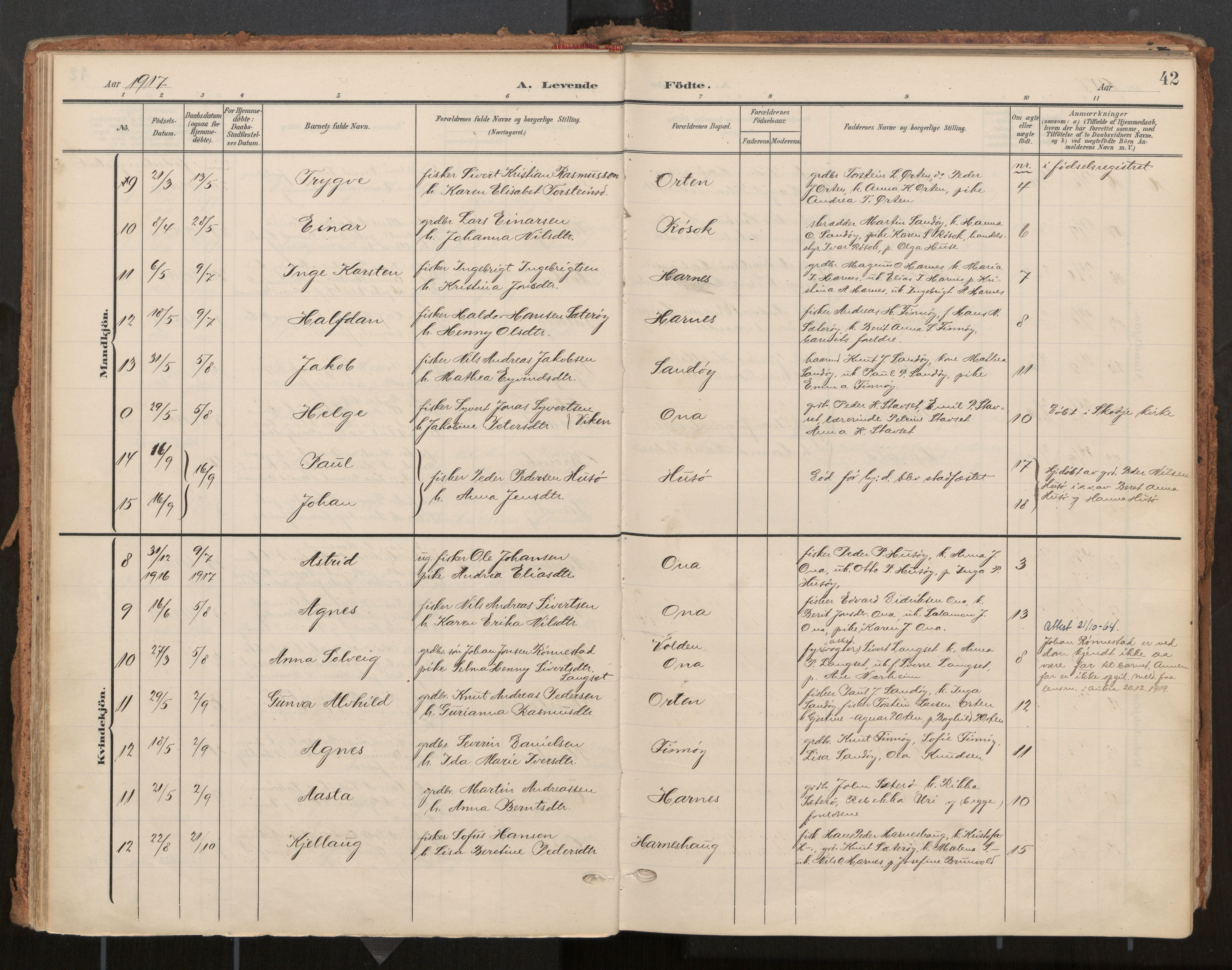 Ministerialprotokoller, klokkerbøker og fødselsregistre - Møre og Romsdal, AV/SAT-A-1454/561/L0730: Parish register (official) no. 561A04, 1901-1929, p. 42