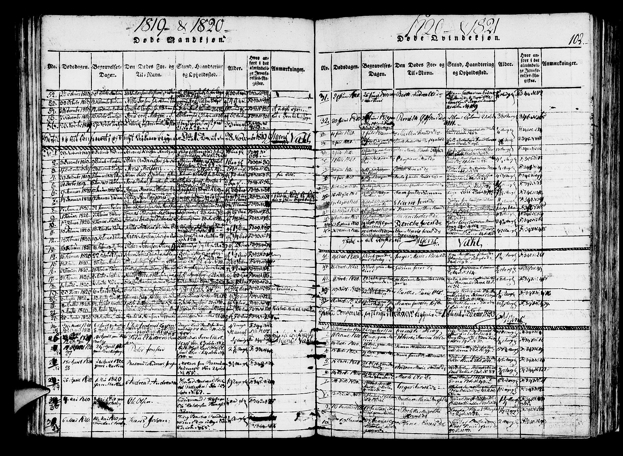 Korskirken sokneprestembete, SAB/A-76101/H/Haa/L0013: Parish register (official) no. A 13, 1815-1822, p. 102