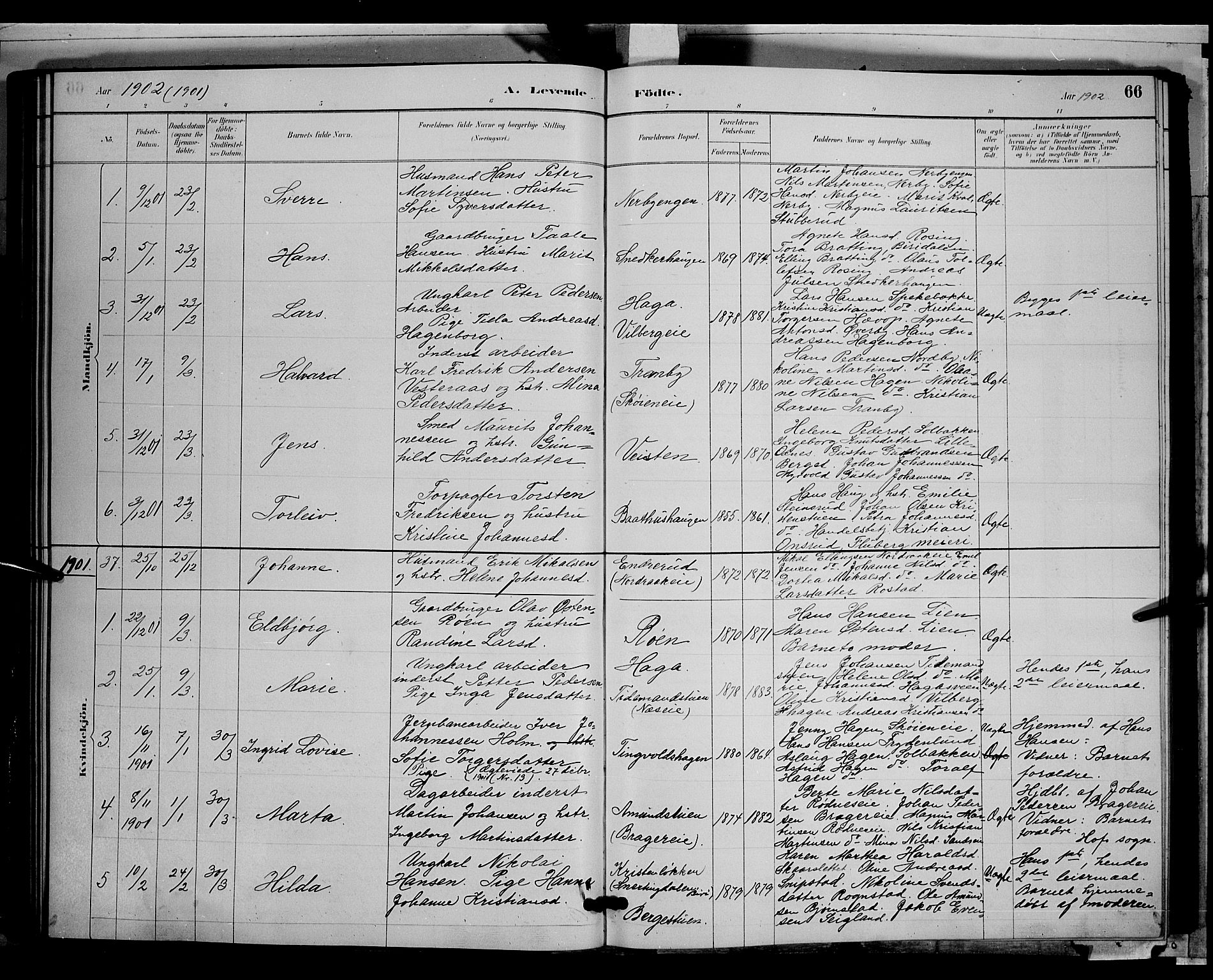 Søndre Land prestekontor, SAH/PREST-122/L/L0003: Parish register (copy) no. 3, 1884-1902, p. 66