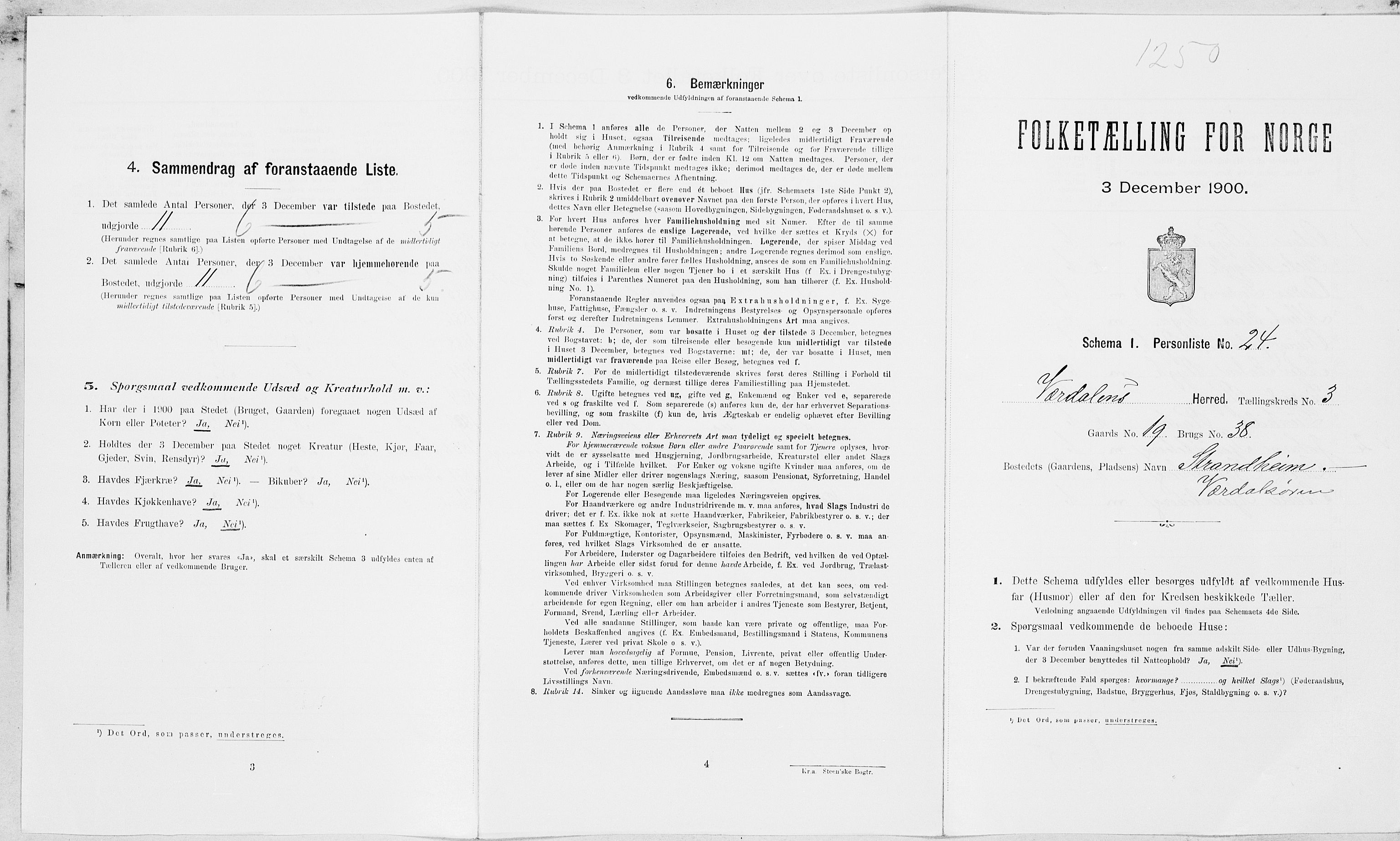 SAT, 1900 census for Verdal, 1900, p. 453