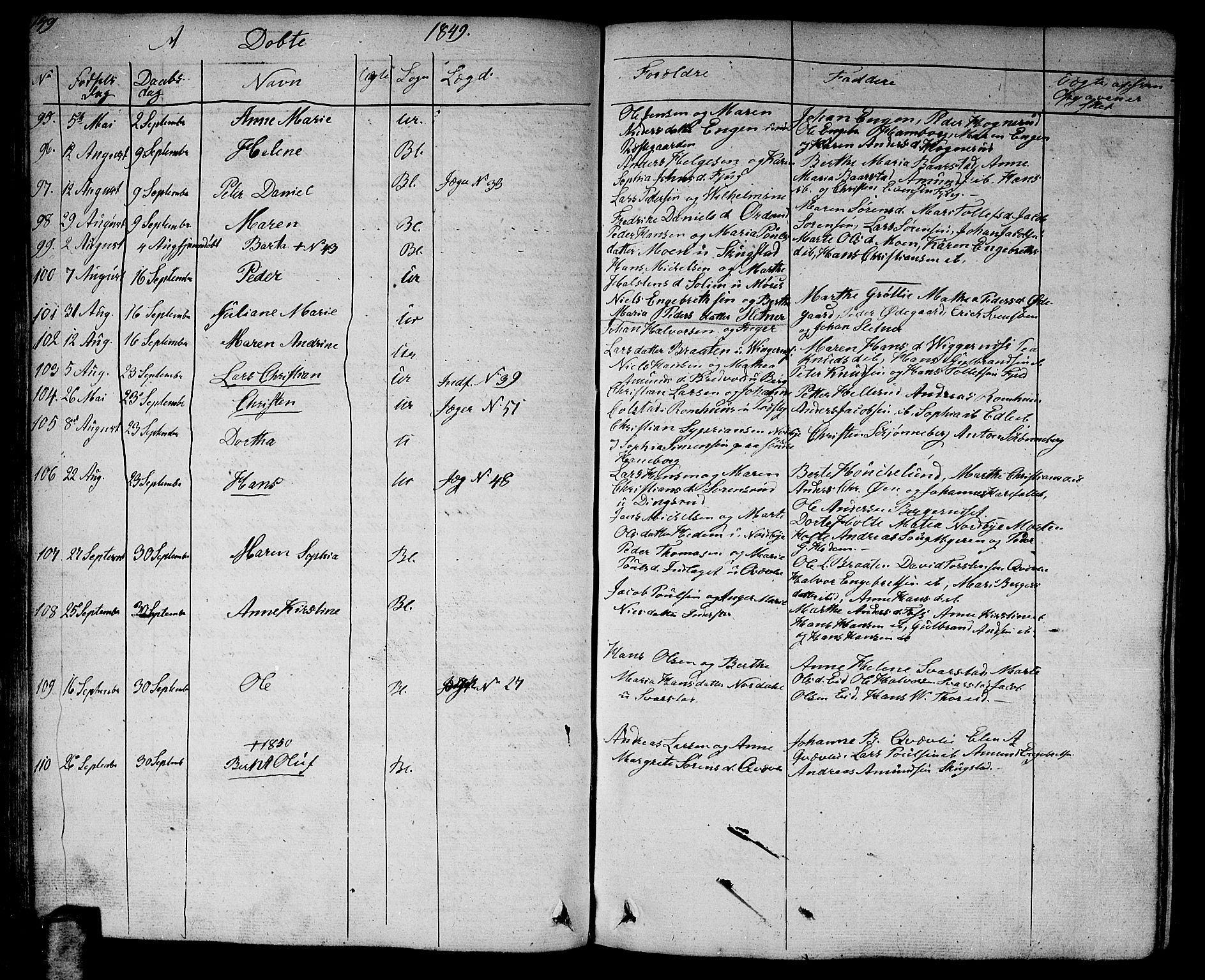 Aurskog prestekontor Kirkebøker, AV/SAO-A-10304a/G/Ga/L0002: Parish register (copy) no. I 2, 1829-1857, p. 149