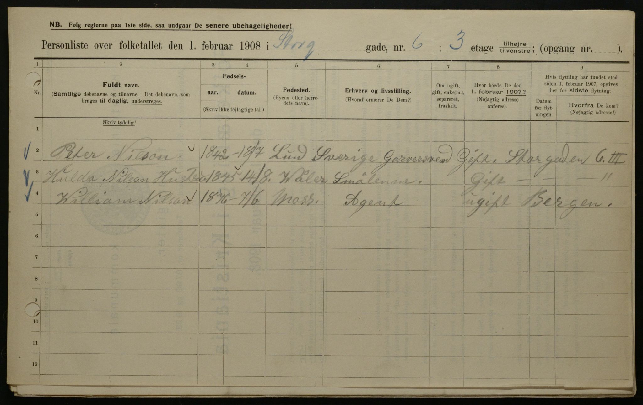 OBA, Municipal Census 1908 for Kristiania, 1908, p. 92490