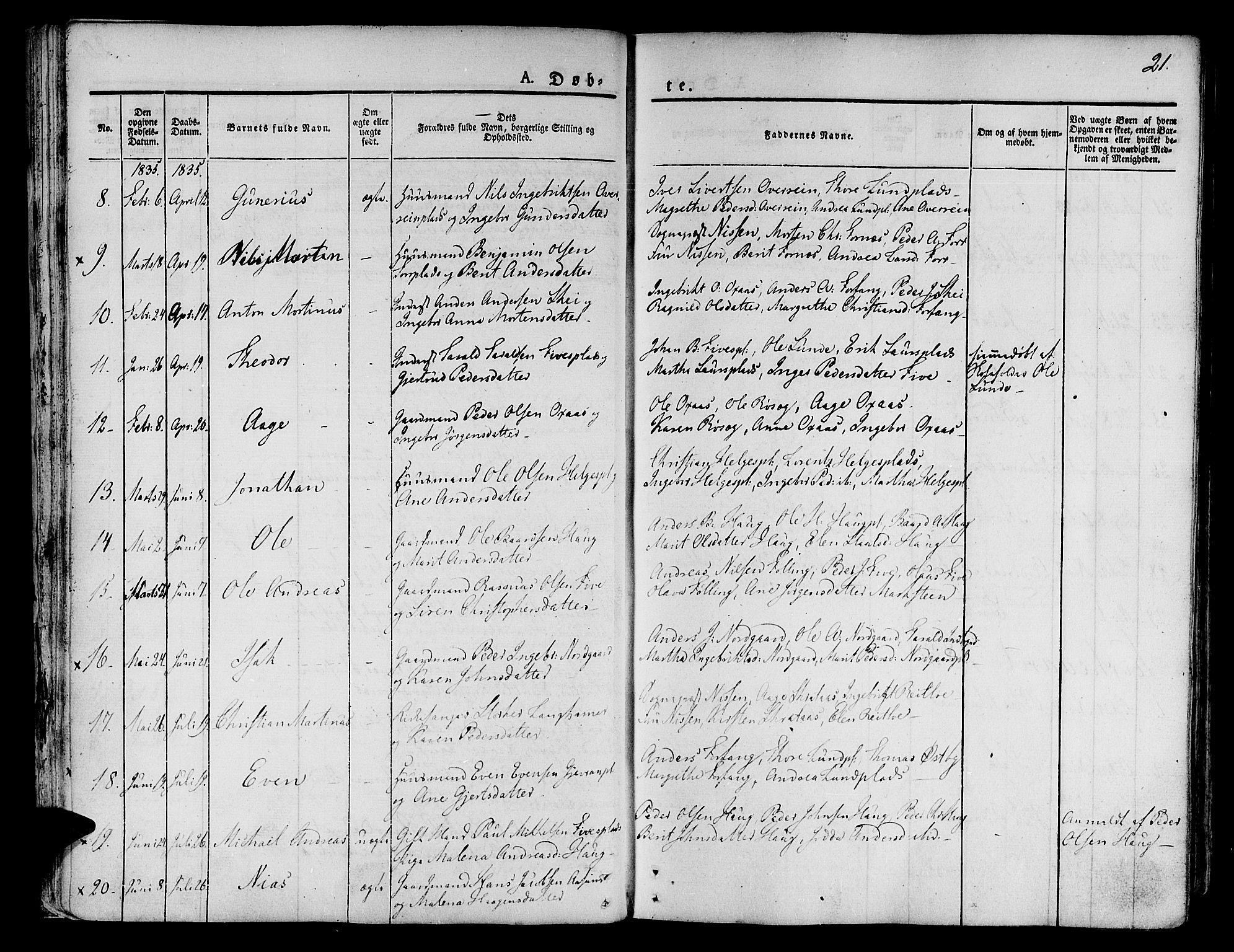 Ministerialprotokoller, klokkerbøker og fødselsregistre - Nord-Trøndelag, SAT/A-1458/746/L0445: Parish register (official) no. 746A04, 1826-1846, p. 21
