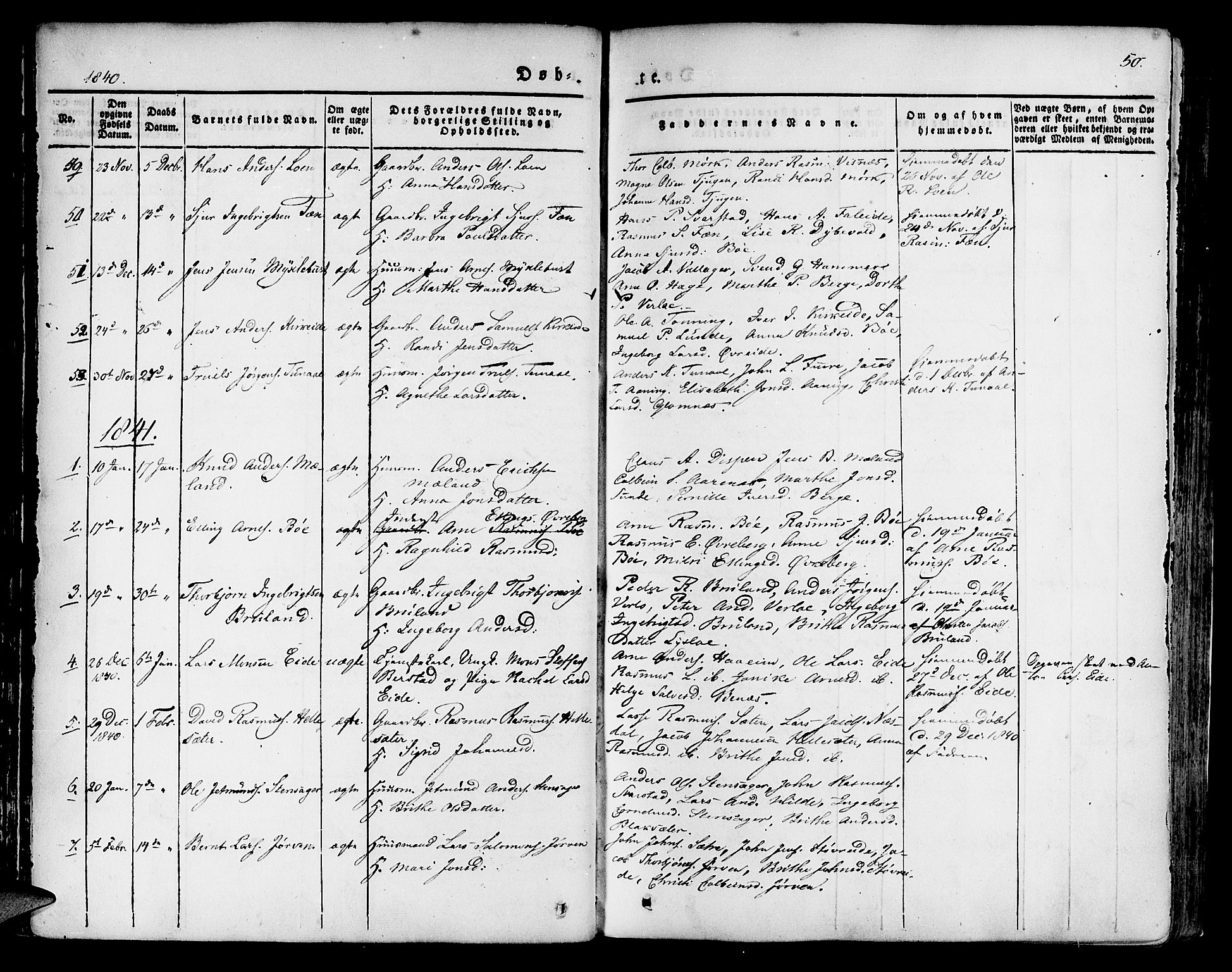Innvik sokneprestembete, AV/SAB-A-80501: Parish register (official) no. A 4I, 1831-1846, p. 50