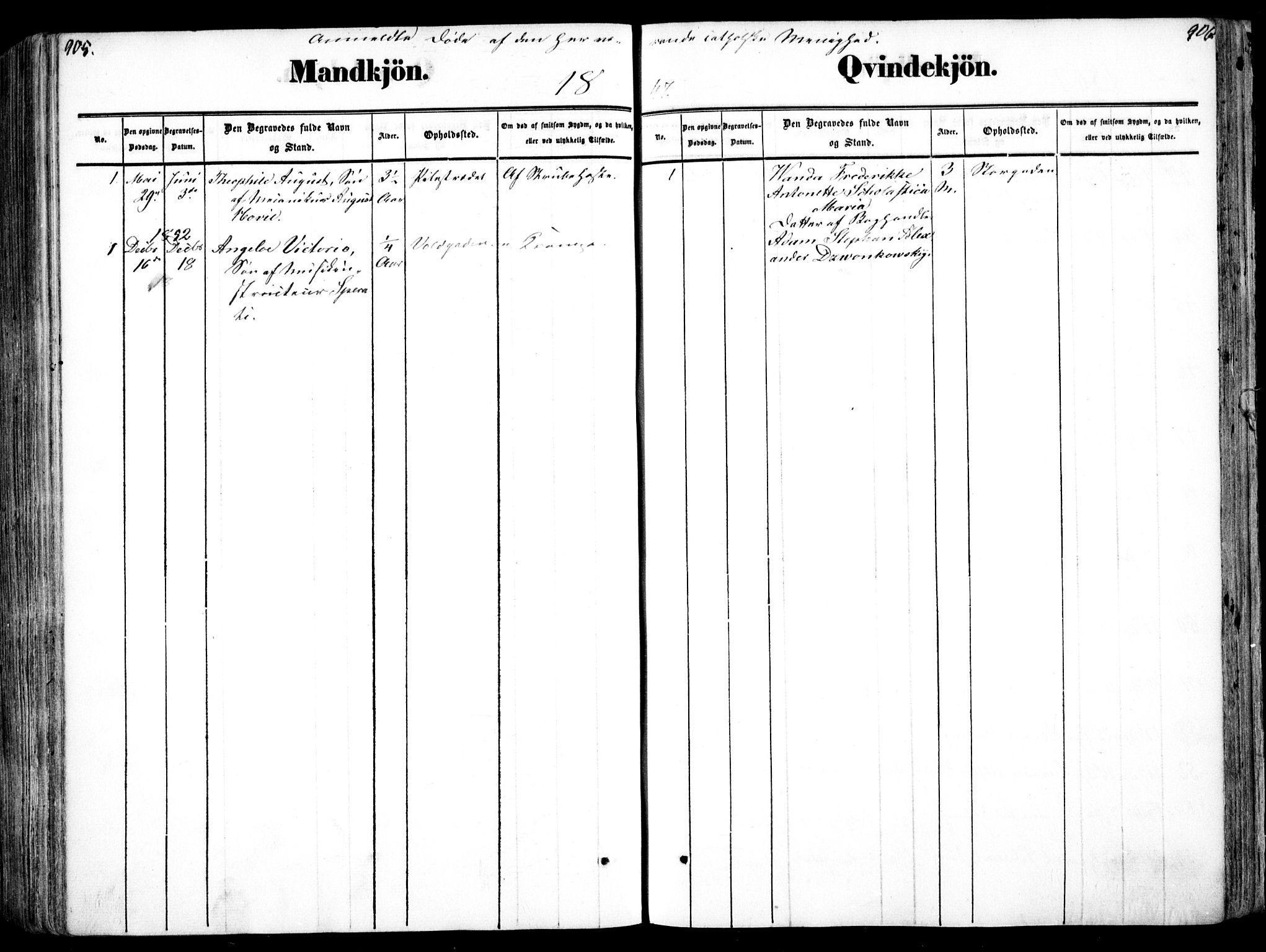 Oslo domkirke Kirkebøker, SAO/A-10752/F/Fa/L0025: Parish register (official) no. 25, 1847-1867, p. 905-906