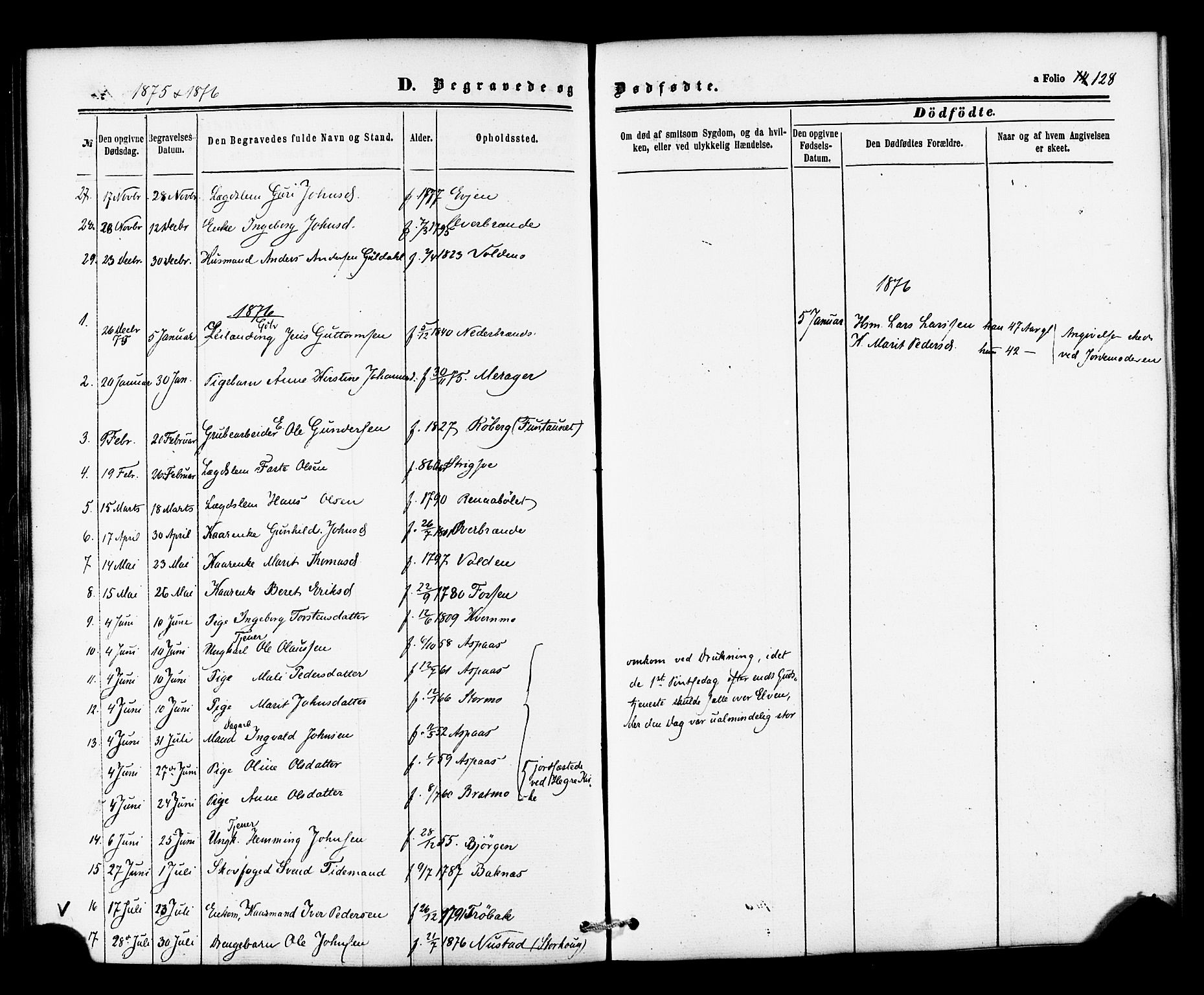 Ministerialprotokoller, klokkerbøker og fødselsregistre - Nord-Trøndelag, AV/SAT-A-1458/706/L0041: Parish register (official) no. 706A02, 1862-1877, p. 128