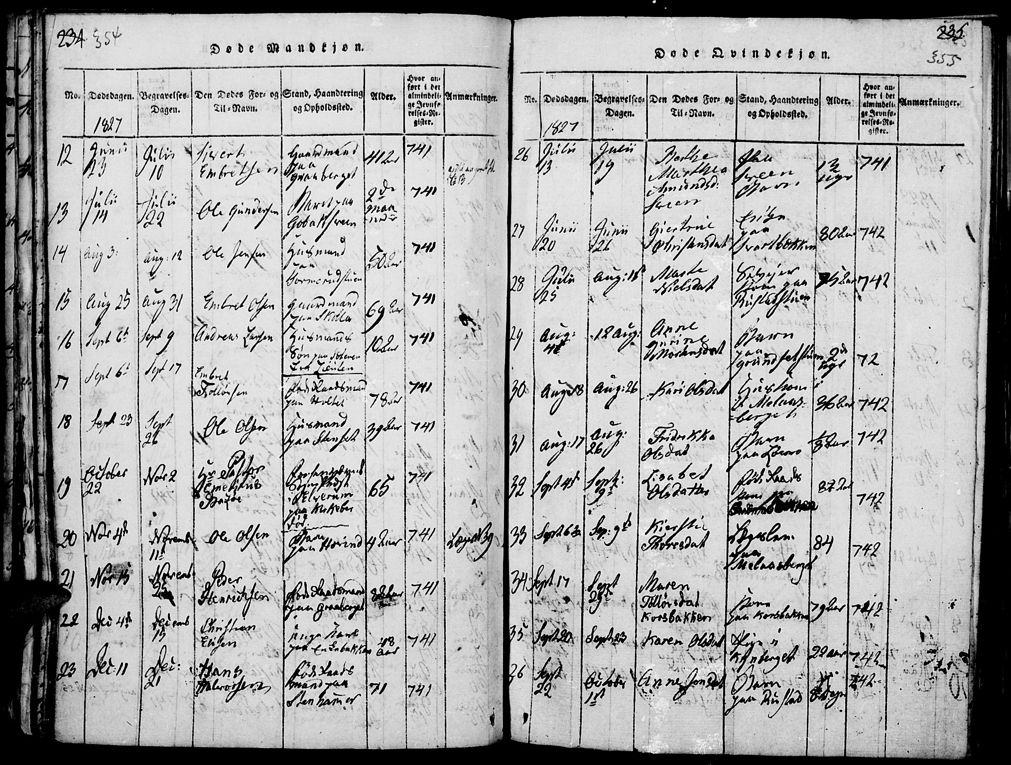 Elverum prestekontor, AV/SAH-PREST-044/H/Ha/Haa/L0007: Parish register (official) no. 7, 1815-1830, p. 354-355