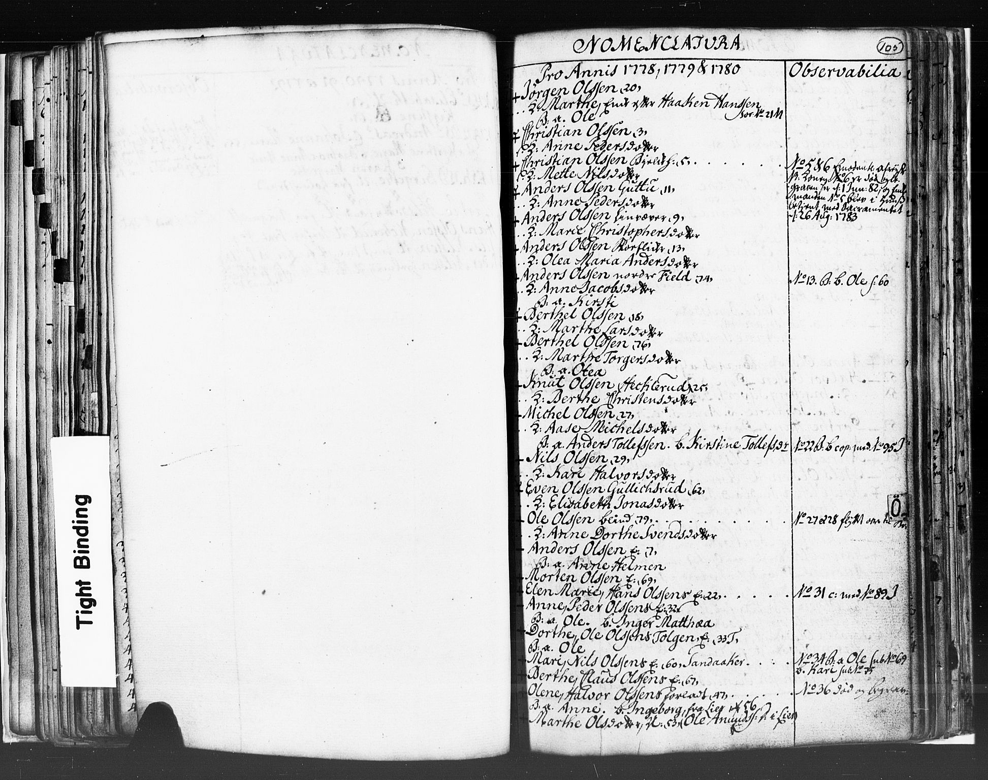 Strømsø kirkebøker, SAKO/A-246/K/Ka/L0001: Sjeleregister, 1778-1792, p. 105