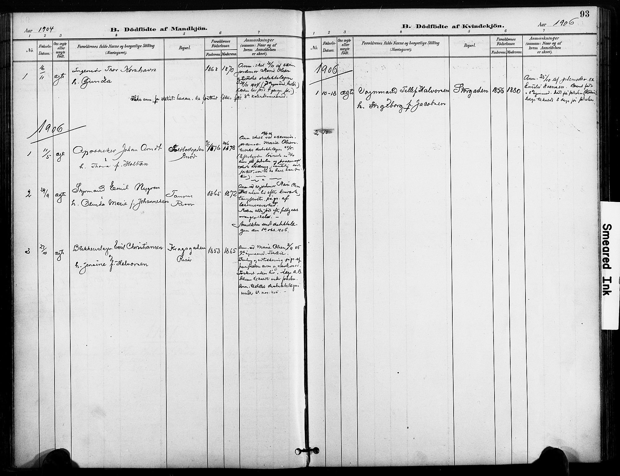 Risør sokneprestkontor, SAK/1111-0035/F/Fa/L0010: Parish register (official) no. A 10, 1896-1906, p. 93
