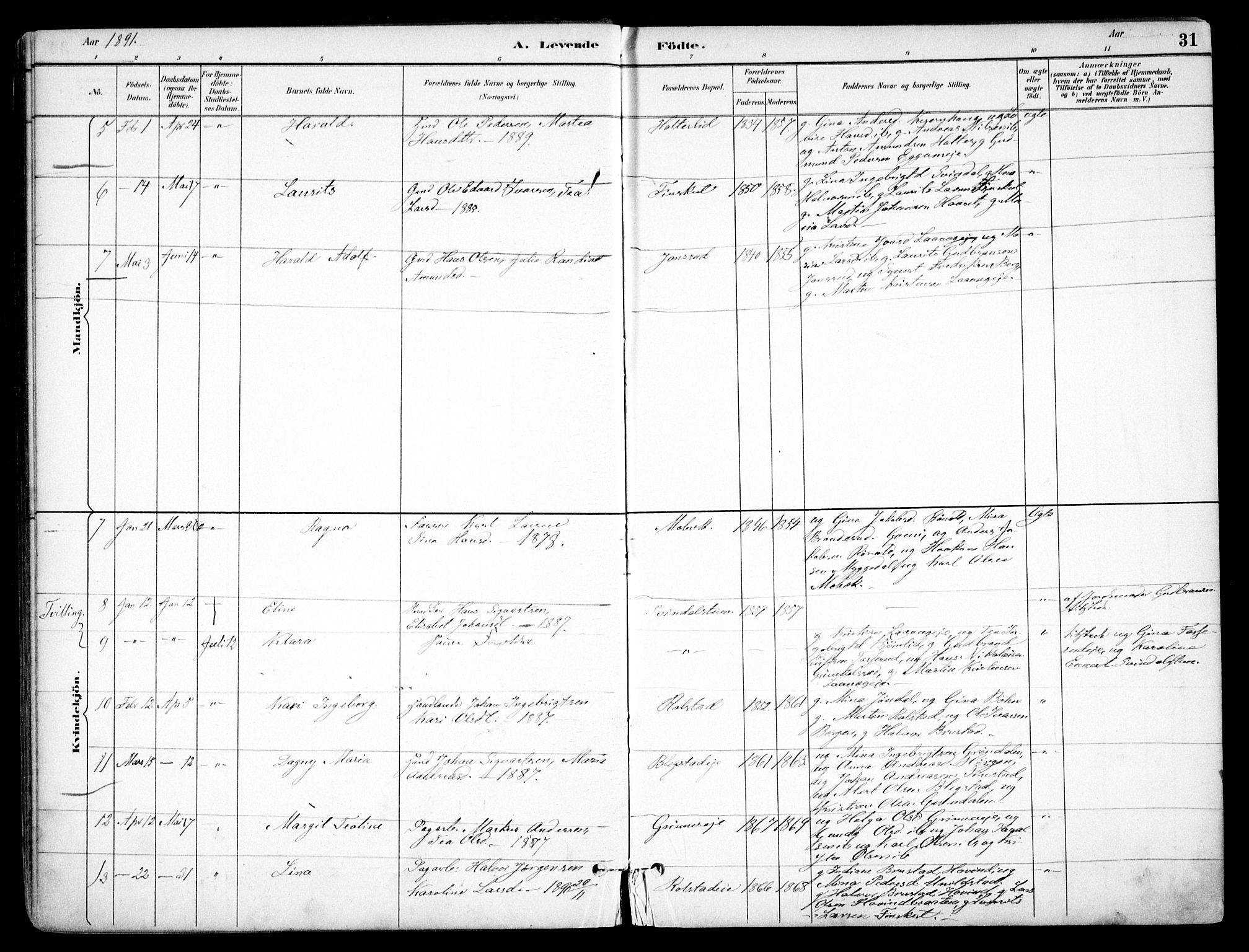 Nes prestekontor Kirkebøker, AV/SAO-A-10410/F/Fb/L0002: Parish register (official) no. II 2, 1883-1918, p. 31