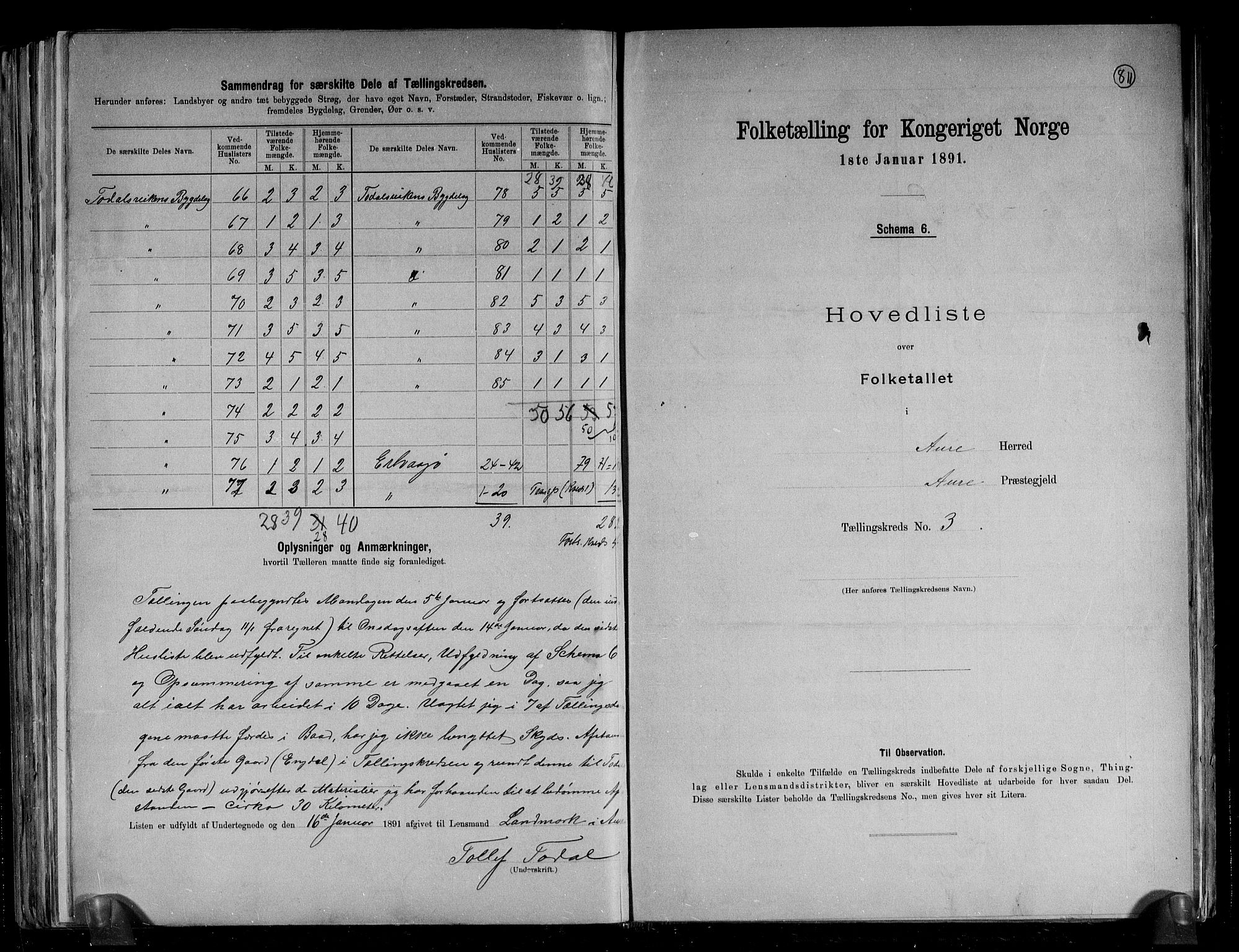 RA, 1891 census for 1569 Aure, 1891, p. 8