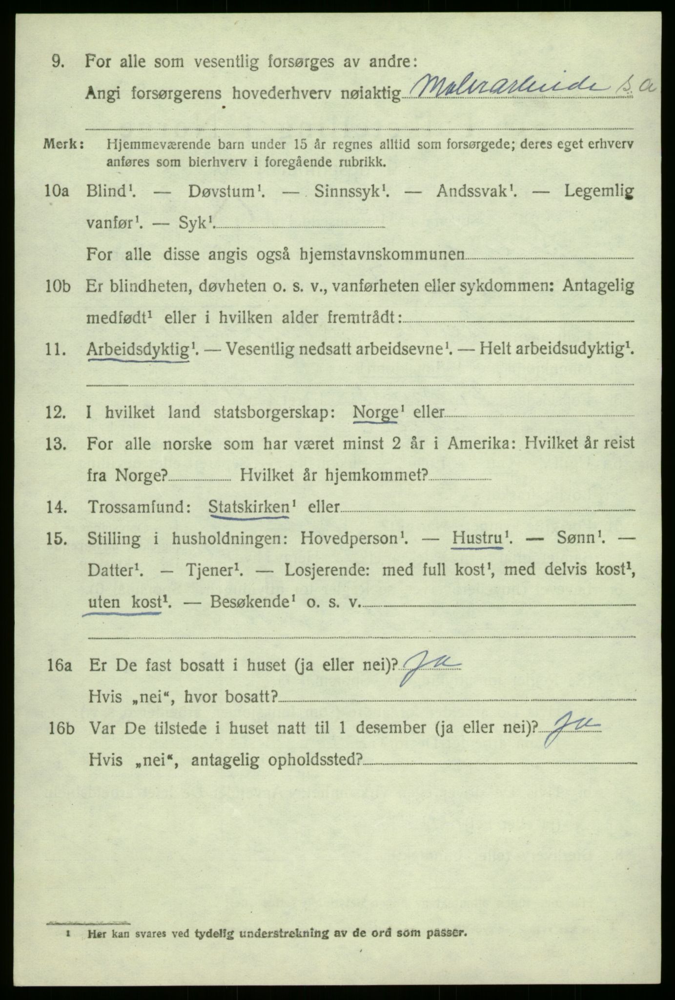 SAB, 1920 census for Solund, 1920, p. 3365