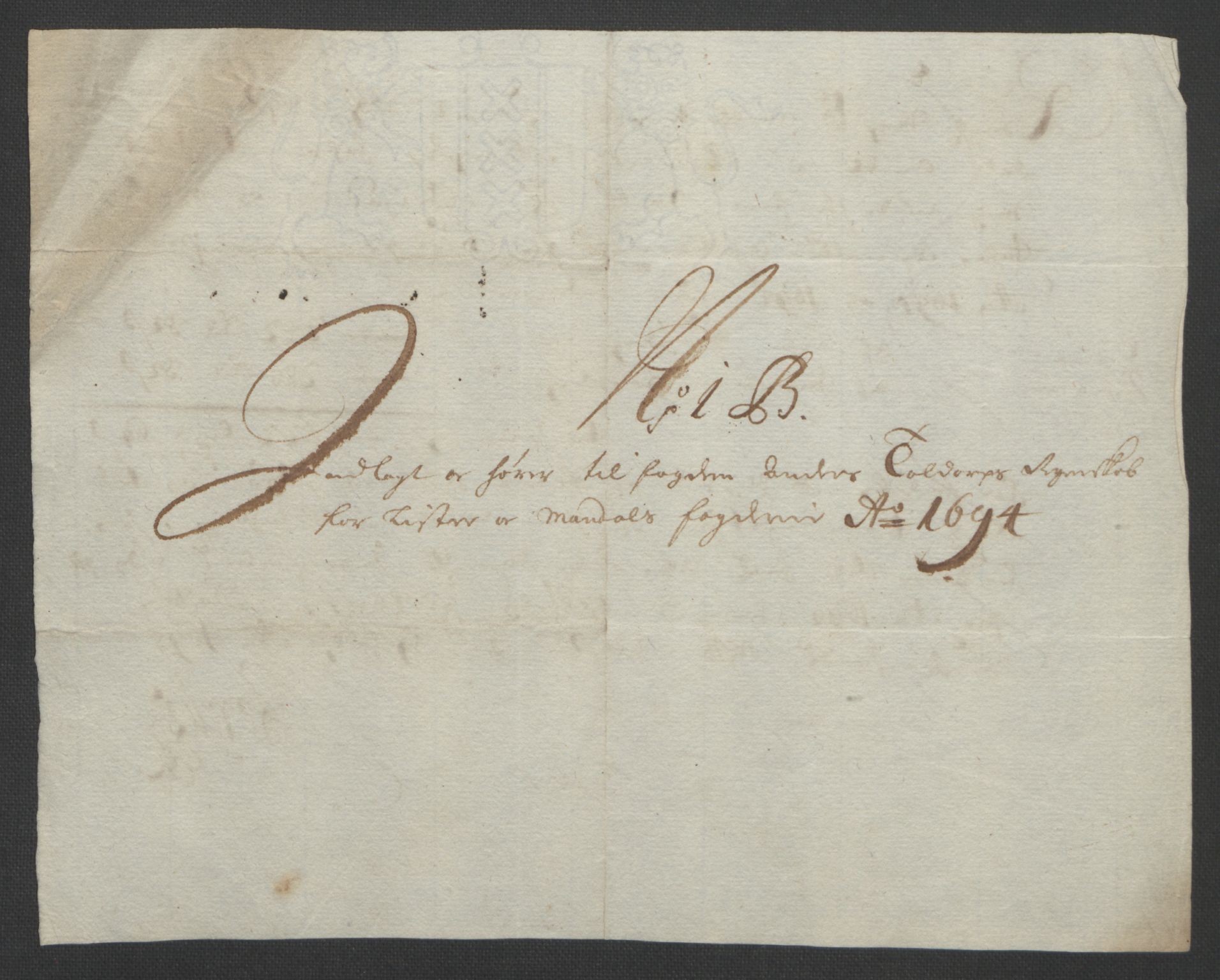 Rentekammeret inntil 1814, Reviderte regnskaper, Fogderegnskap, AV/RA-EA-4092/R43/L2545: Fogderegnskap Lista og Mandal, 1694-1695, p. 139