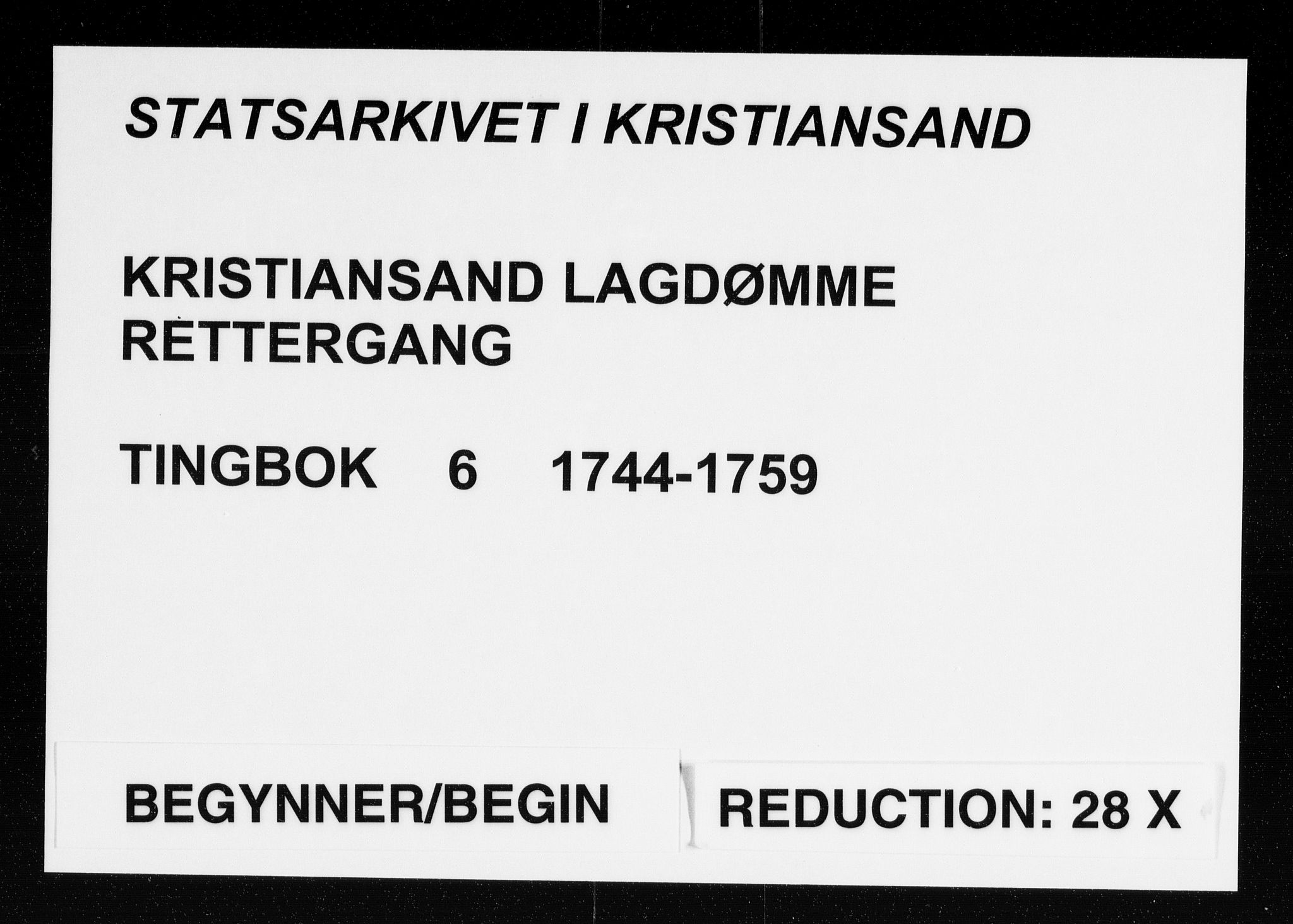 Kristiansand lagdømme, AV/SAK-1232-0001/F/Fb/L0006: Tingbok med register, 1744-1759