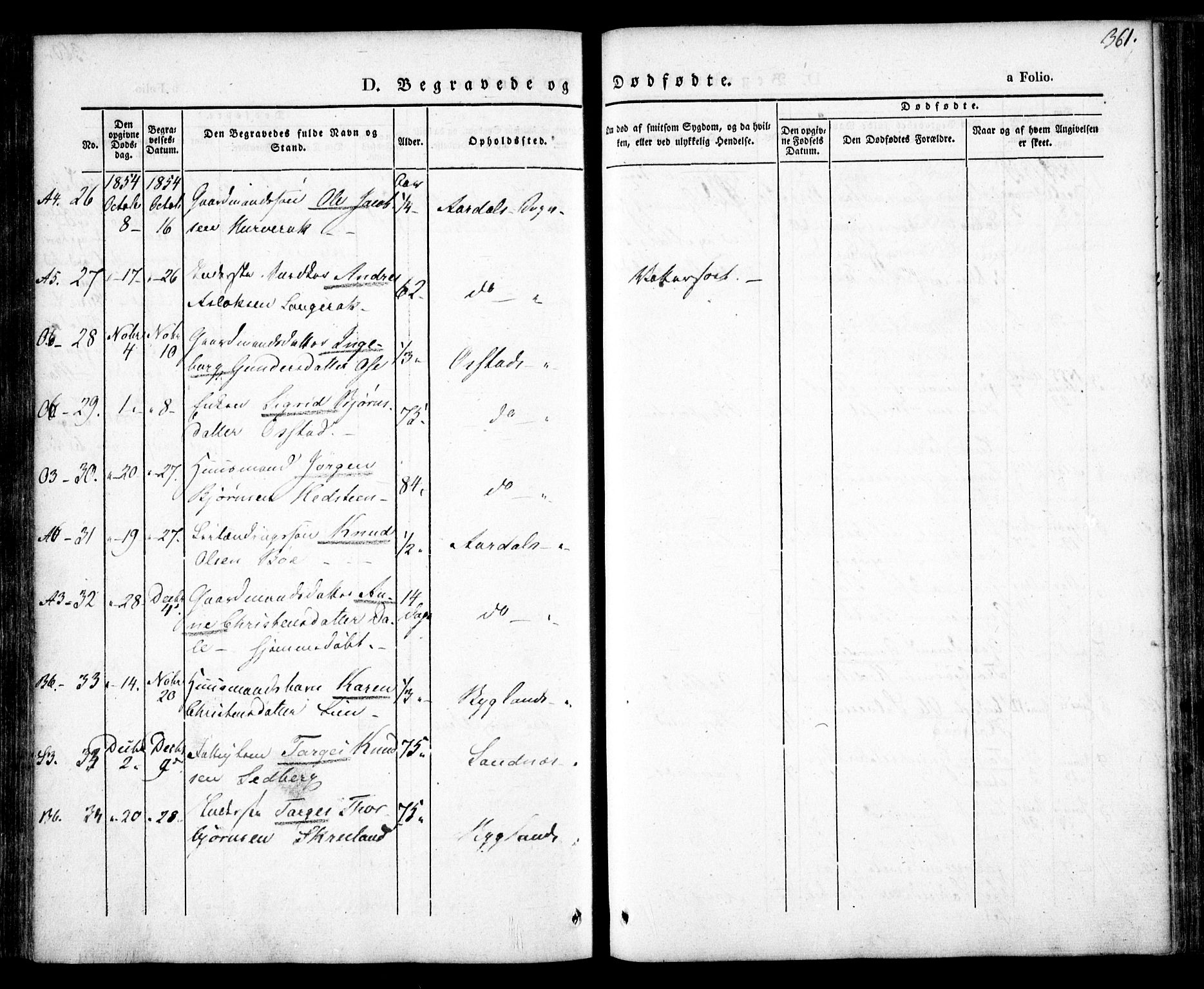 Bygland sokneprestkontor, AV/SAK-1111-0006/F/Fa/Fab/L0004: Parish register (official) no. A 4, 1842-1858, p. 361