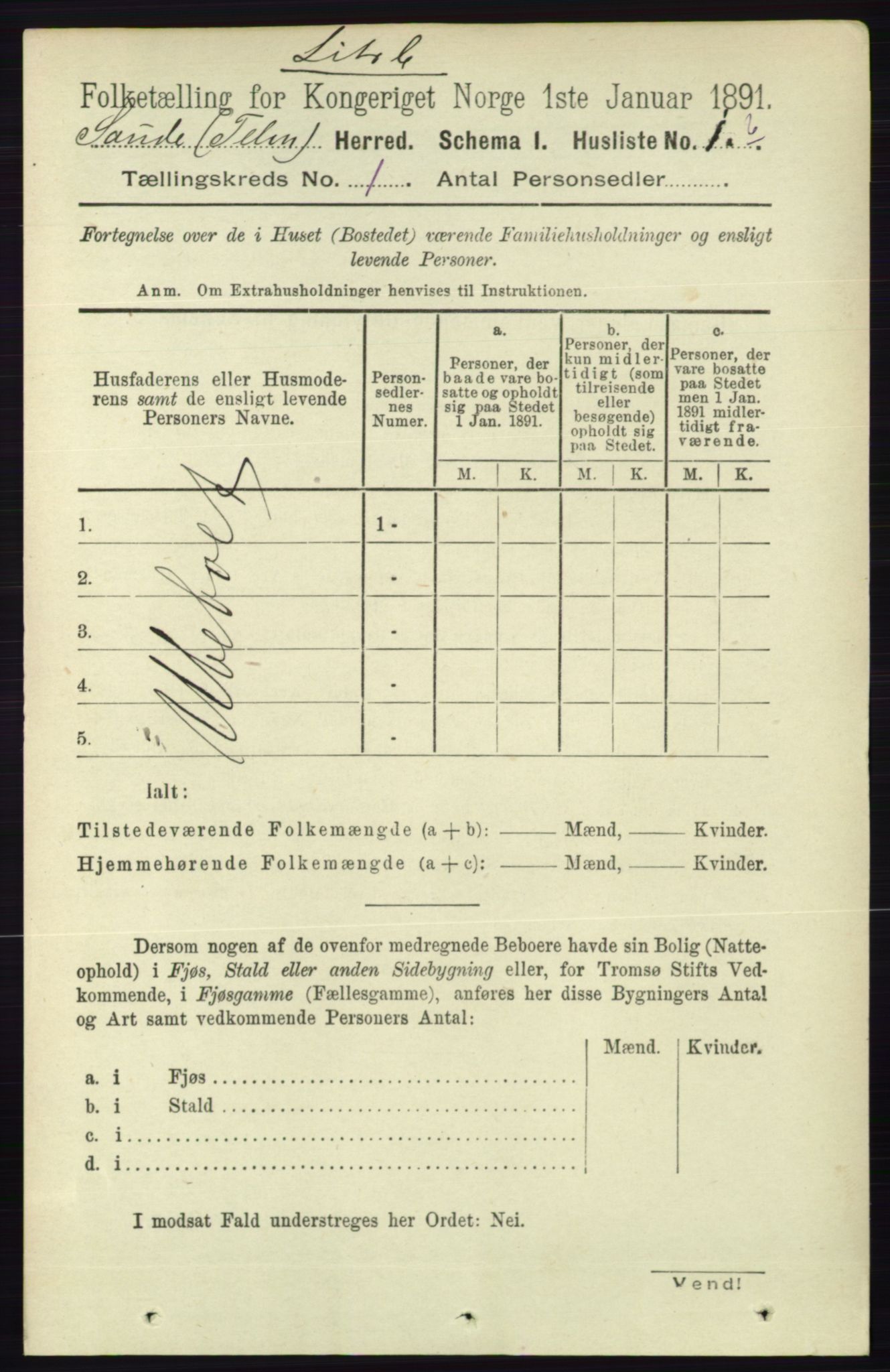 RA, 1891 census for 0822 Sauherad, 1891, p. 33