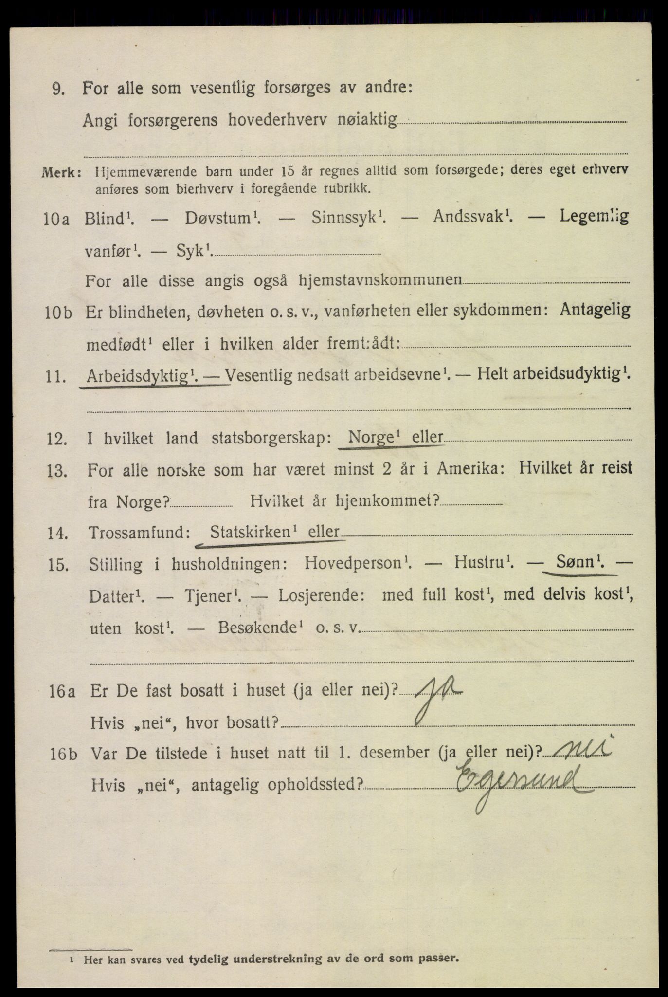 SAK, 1920 census for Hisøy, 1920, p. 2395