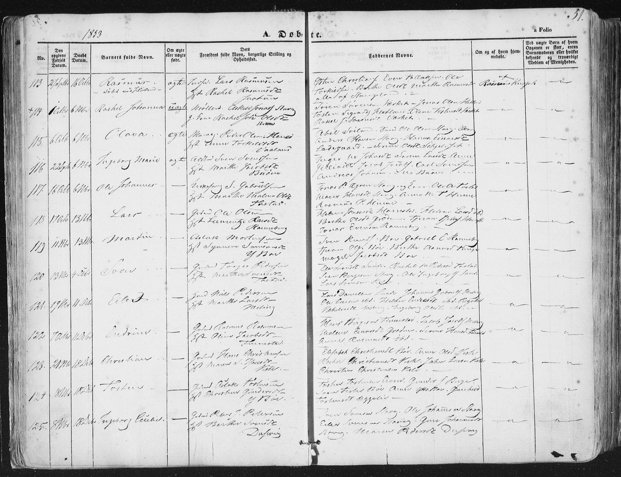 Hetland sokneprestkontor, AV/SAST-A-101826/30/30BA/L0002: Parish register (official) no. A 2, 1849-1869, p. 51