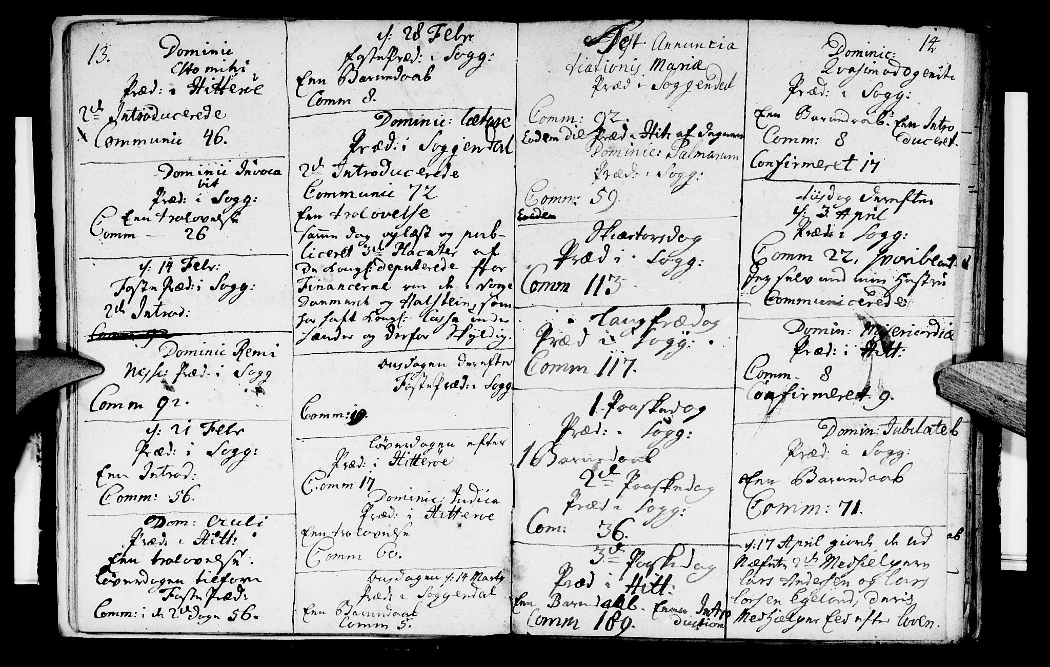 Sokndal sokneprestkontor, SAST/A-101808: Parish register (official) no. A 2, 1740-1743, p. 13-14
