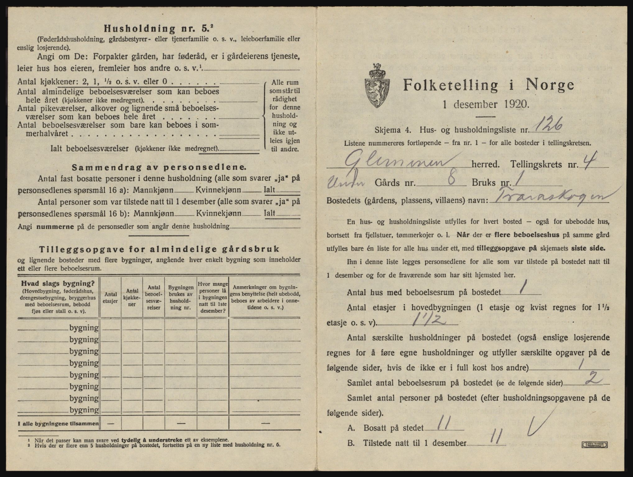 SAO, 1920 census for Glemmen, 1920, p. 1439