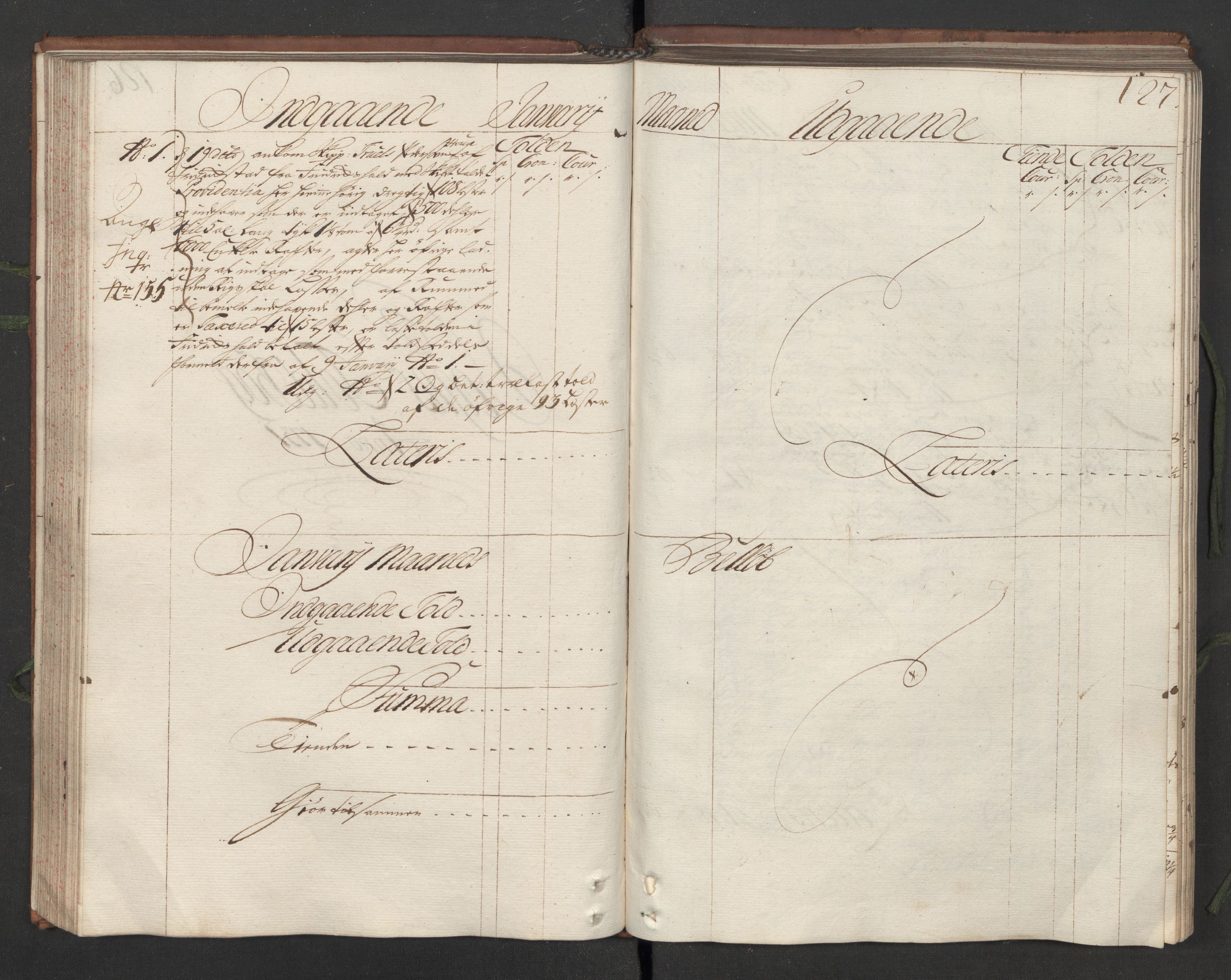 Generaltollkammeret, tollregnskaper, RA/EA-5490/R05/L0012/0001: Tollregnskaper Moss, Son, Krokstad / Hovedtollbok, 1731, p. 126b-127a