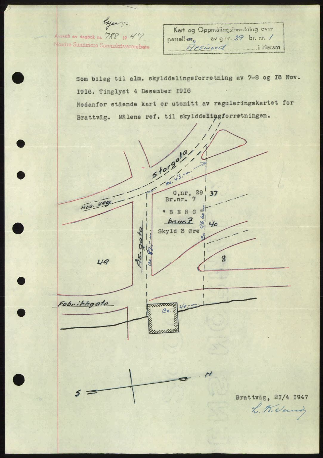 Nordre Sunnmøre sorenskriveri, AV/SAT-A-0006/1/2/2C/2Ca: Mortgage book no. A24, 1947-1947, Diary no: : 788/1947