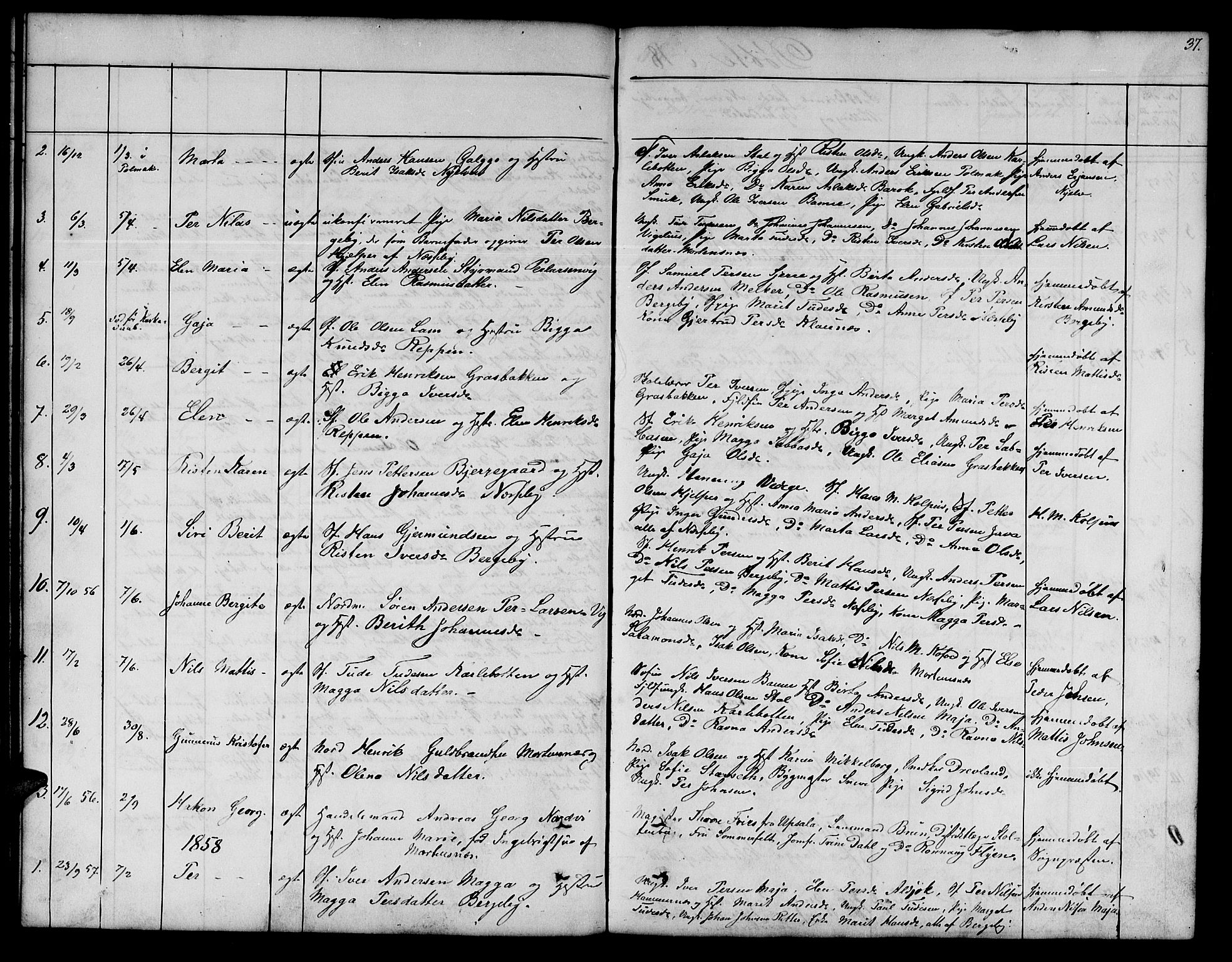 Nesseby sokneprestkontor, AV/SATØ-S-1330/H/Hb/L0001klokker: Parish register (copy) no. 1, 1844-1861, p. 37