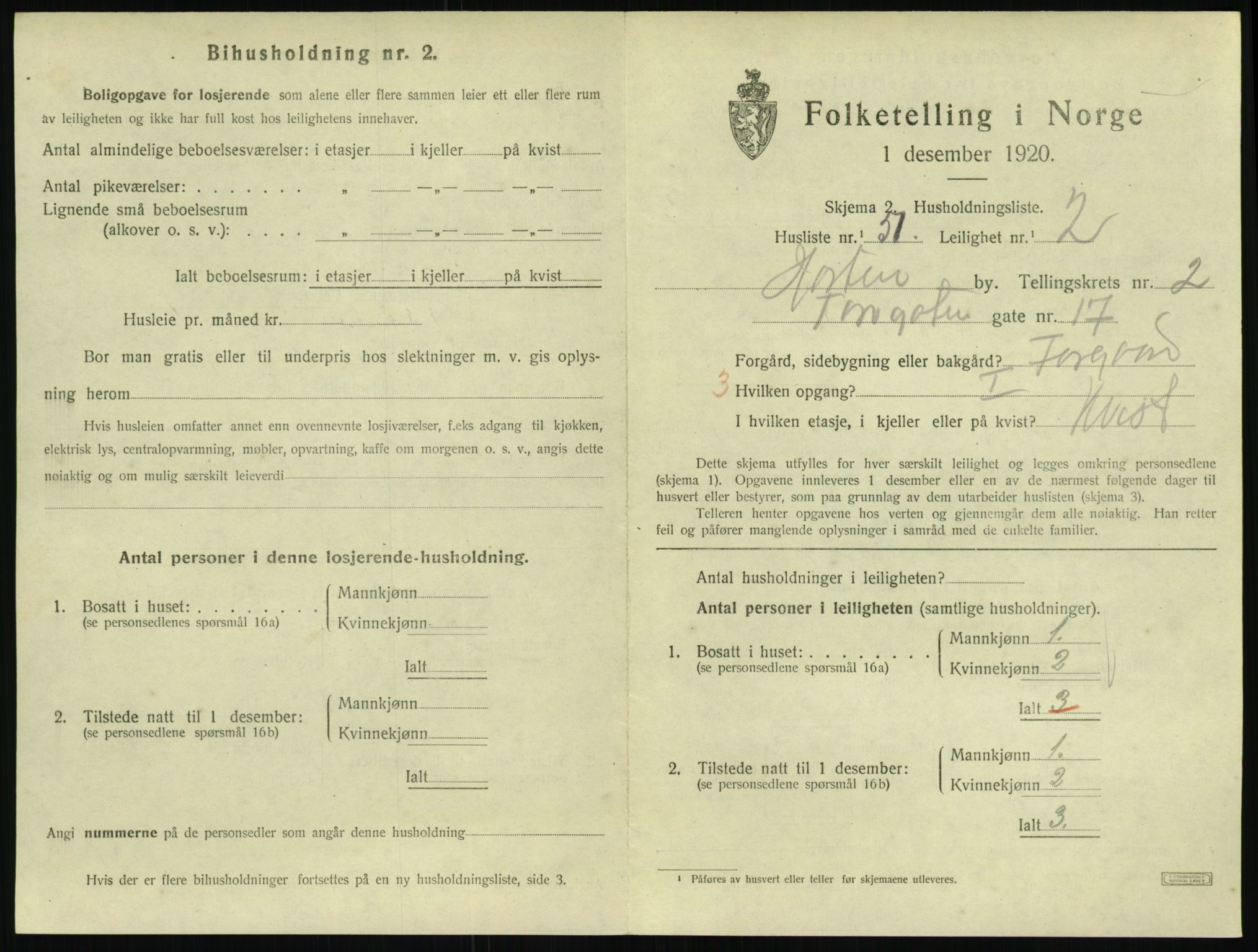 SAKO, 1920 census for Horten, 1920, p. 3511