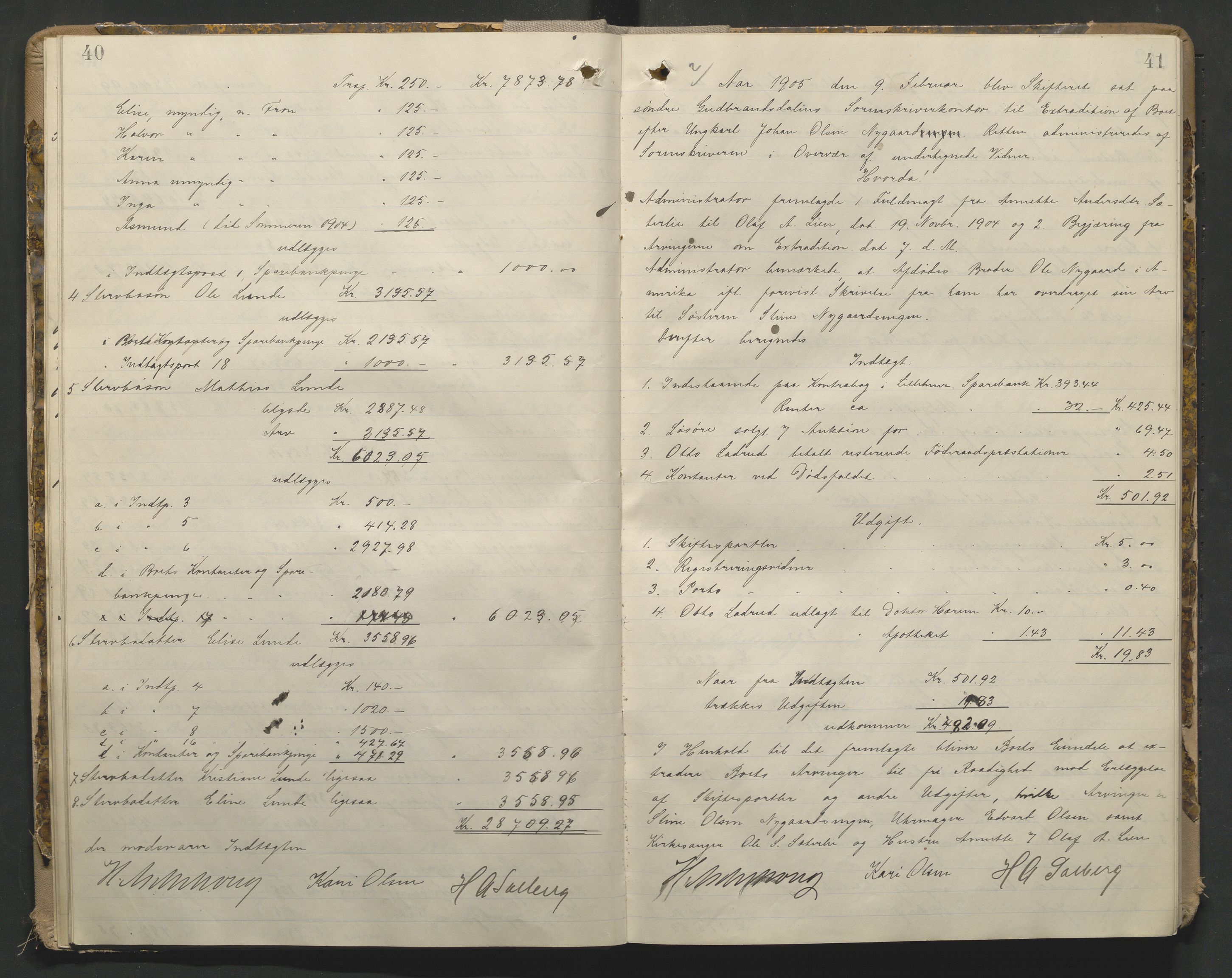 Sør-Gudbrandsdal tingrett, AV/SAH-TING-004/J/Ja/Jae/L0001: Skifteutlodningsprotokoll - landet, 1903-1912, p. 40-41