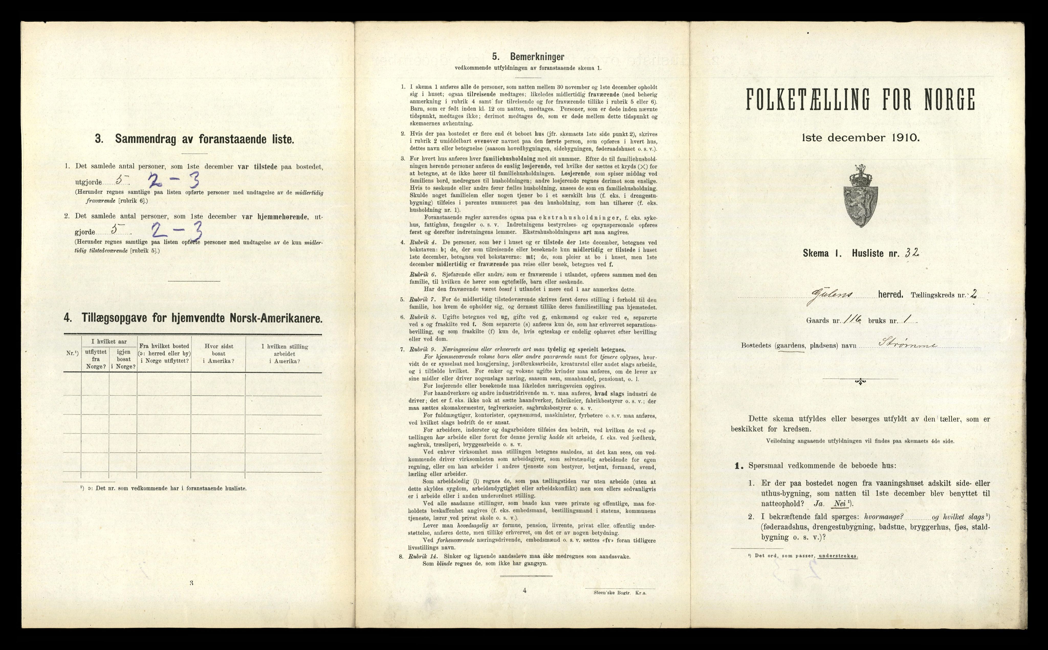 RA, 1910 census for Gulen, 1910, p. 206