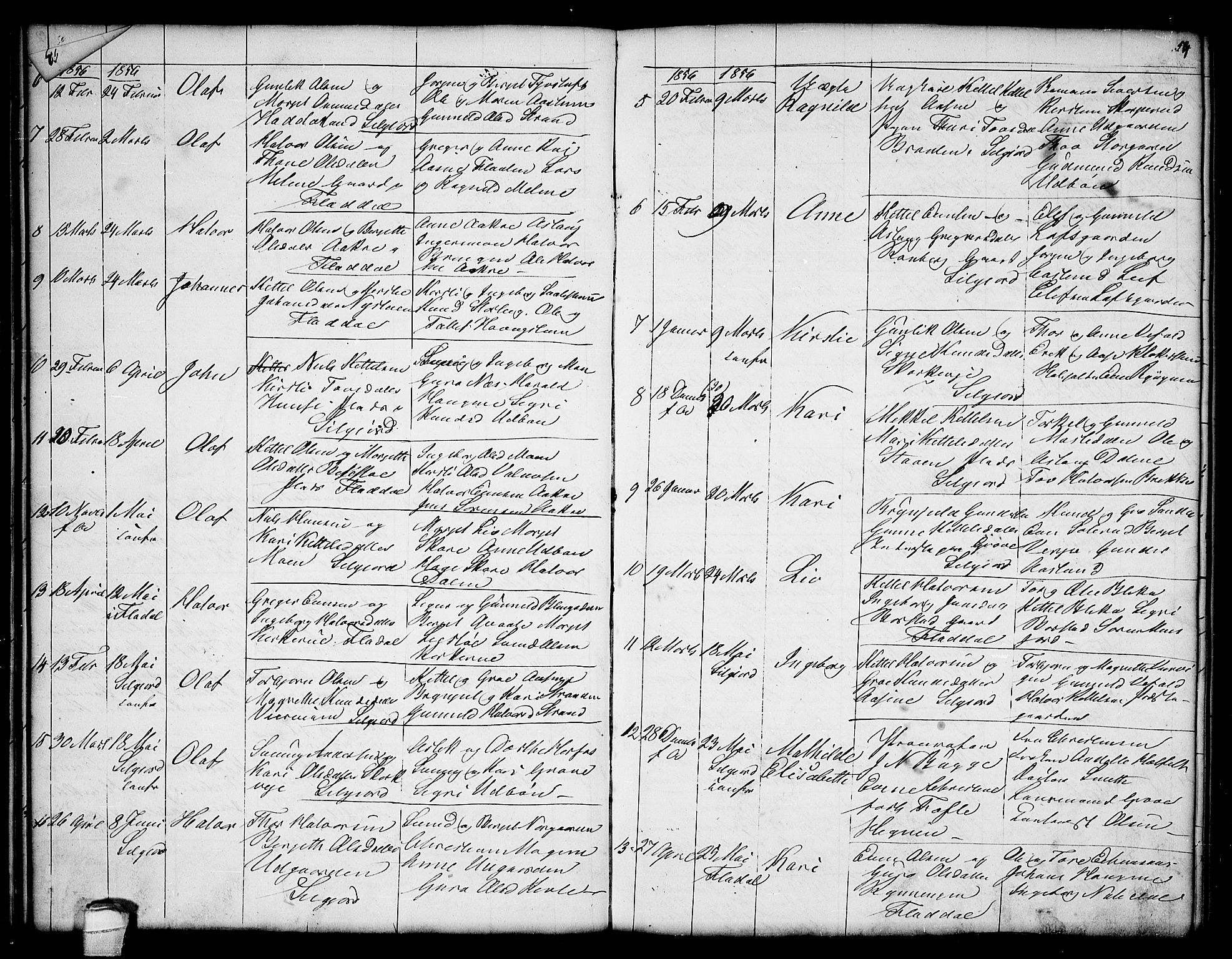 Seljord kirkebøker, SAKO/A-20/G/Ga/L0002: Parish register (copy) no. I 2, 1838-1866, p. 54