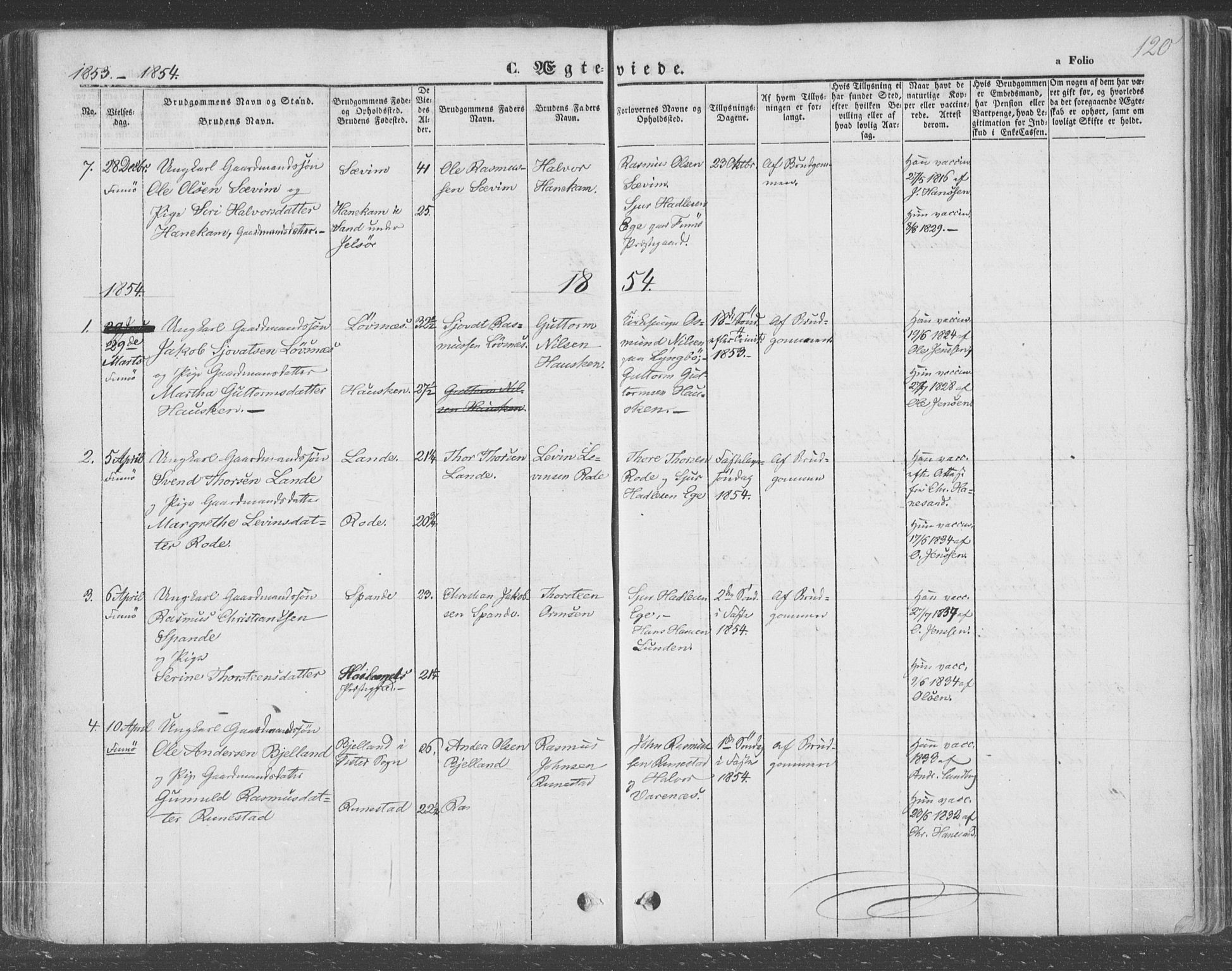 Finnøy sokneprestkontor, SAST/A-101825/H/Ha/Haa/L0007: Parish register (official) no. A 7, 1847-1862, p. 120