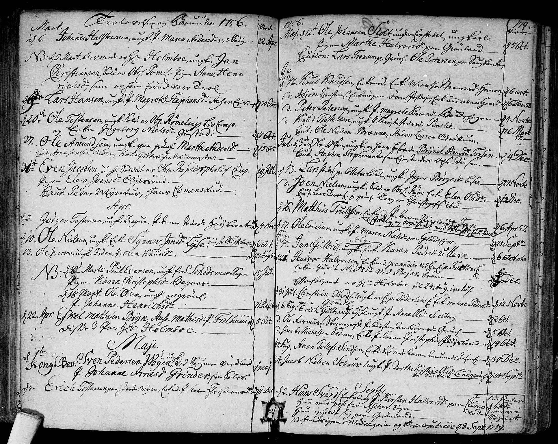 Aker prestekontor kirkebøker, SAO/A-10861/F/L0008: Parish register (official) no. 8, 1749-1765, p. 179