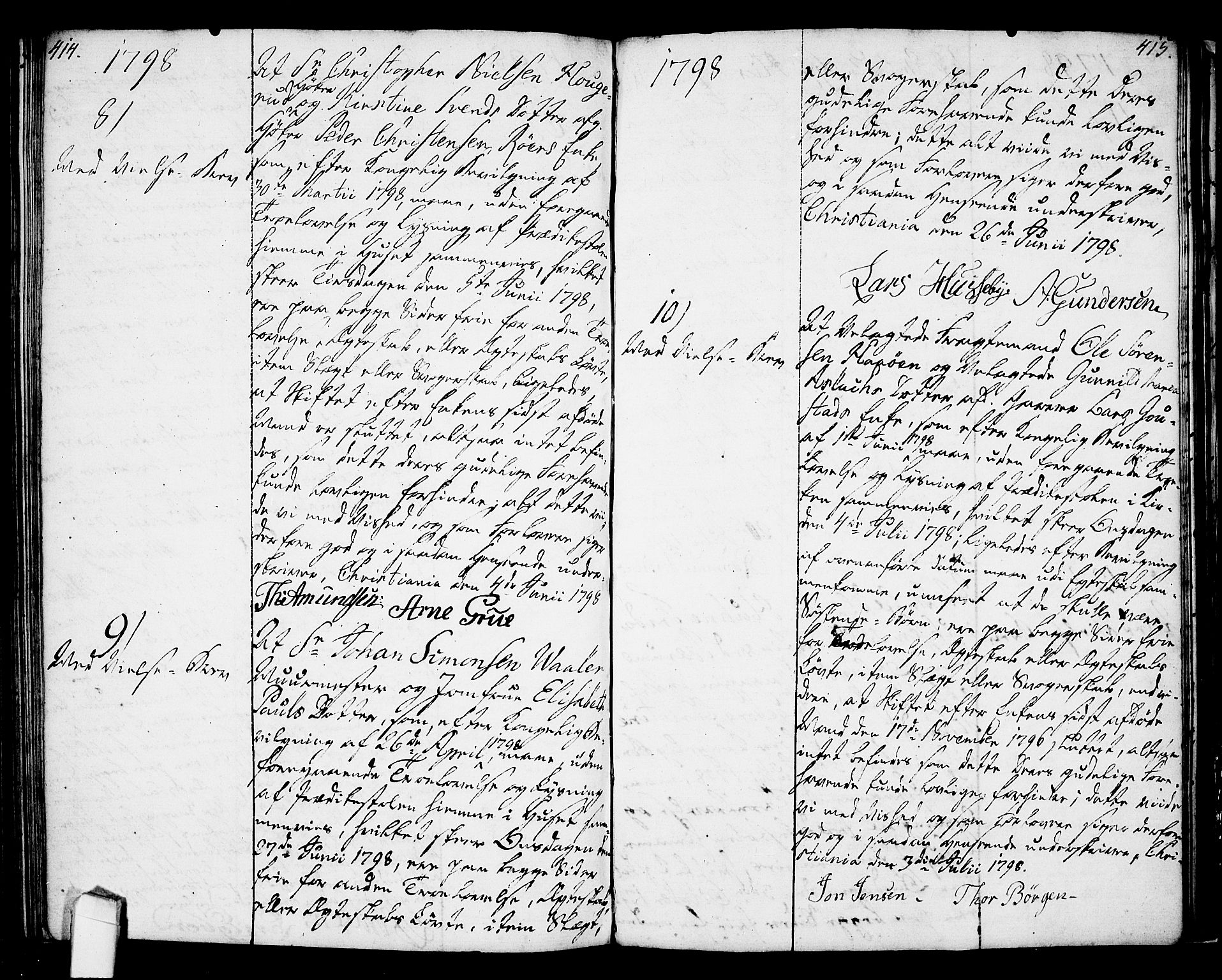 Oslo domkirke Kirkebøker, AV/SAO-A-10752/L/La/L0010: Best man's statements no. 10, 1789-1807, p. 414-415