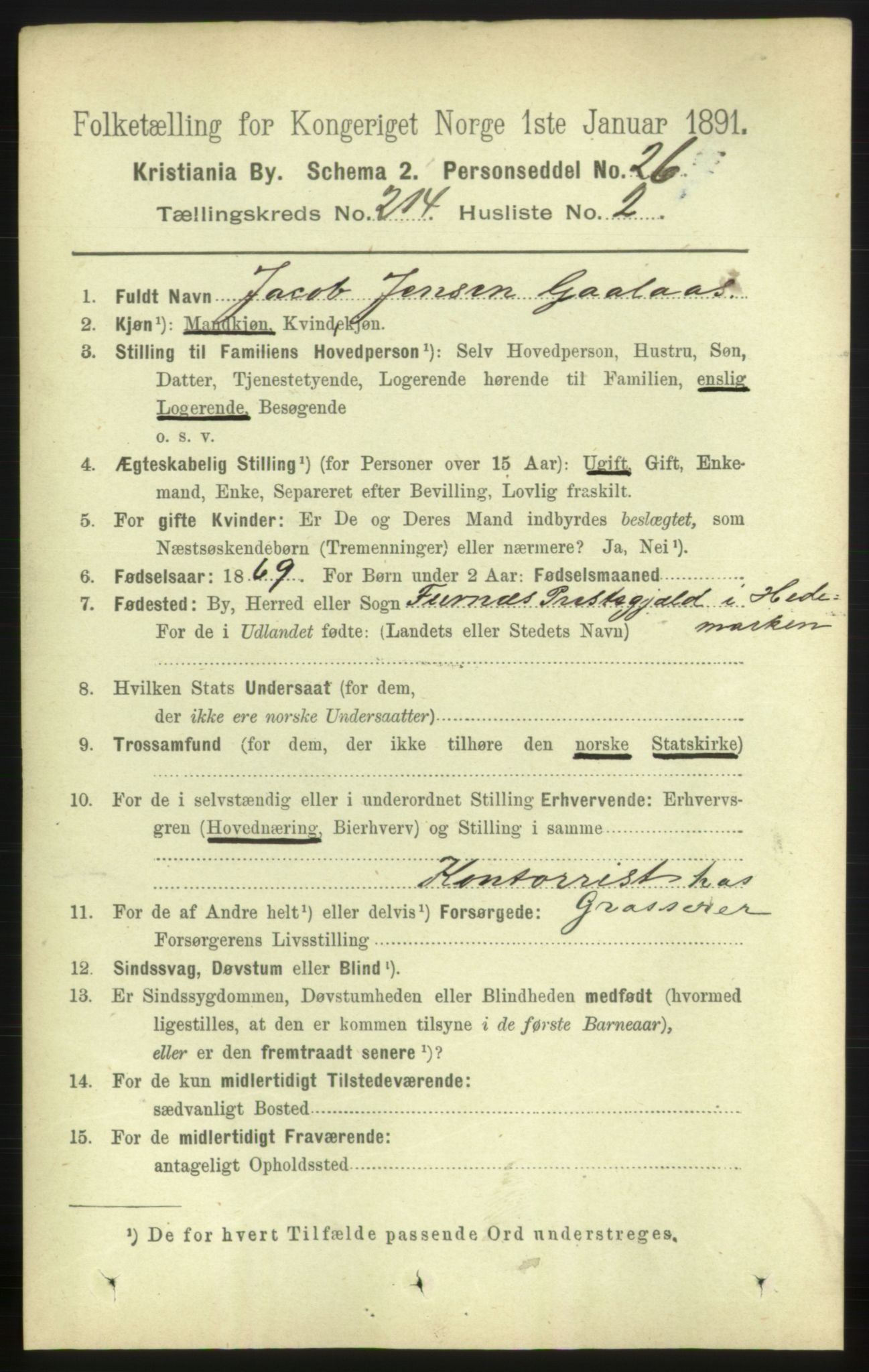 RA, 1891 census for 0301 Kristiania, 1891, p. 127309