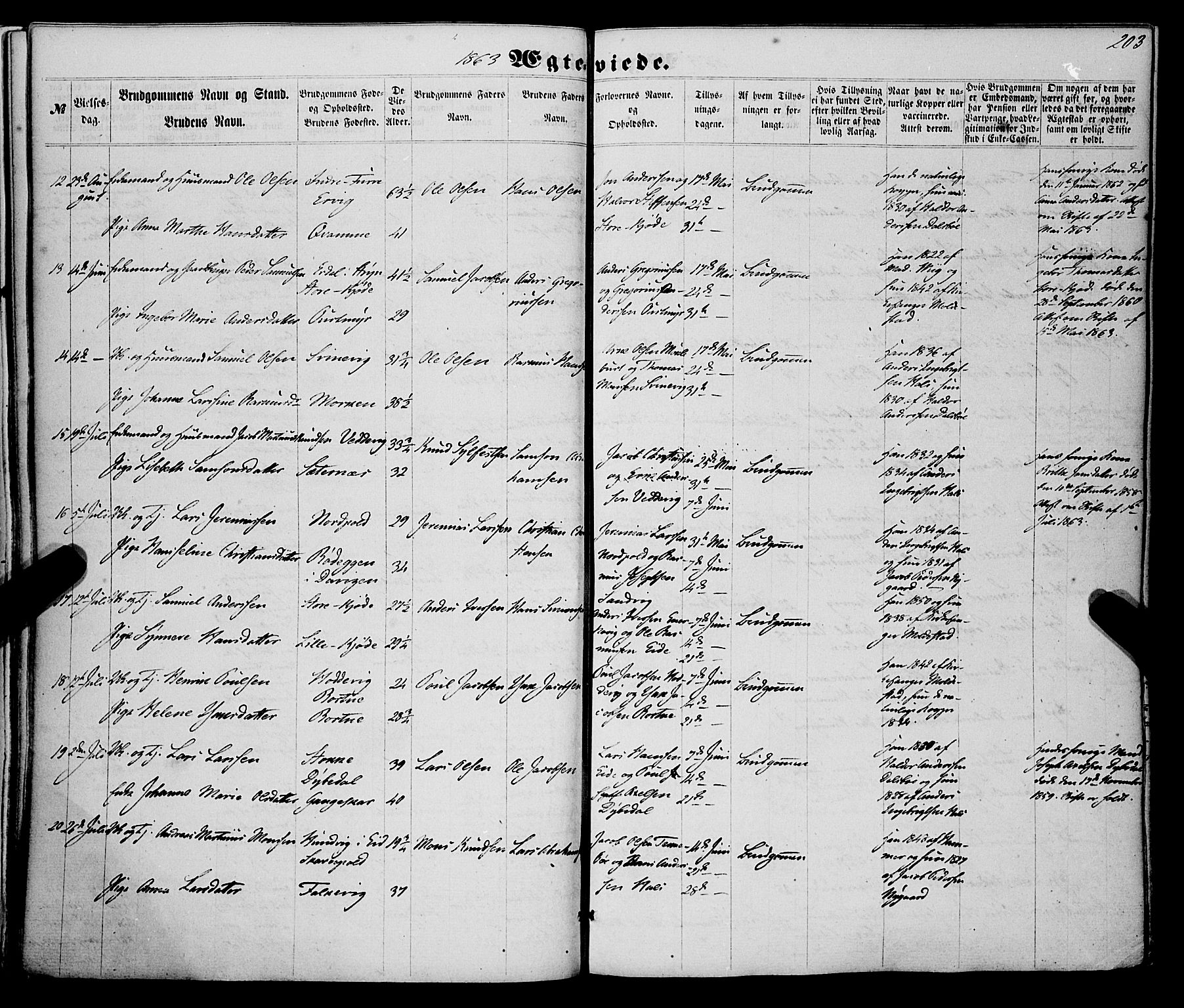 Selje sokneprestembete, AV/SAB-A-99938/H/Ha/Haa/Haaa: Parish register (official) no. A 11, 1858-1870, p. 203