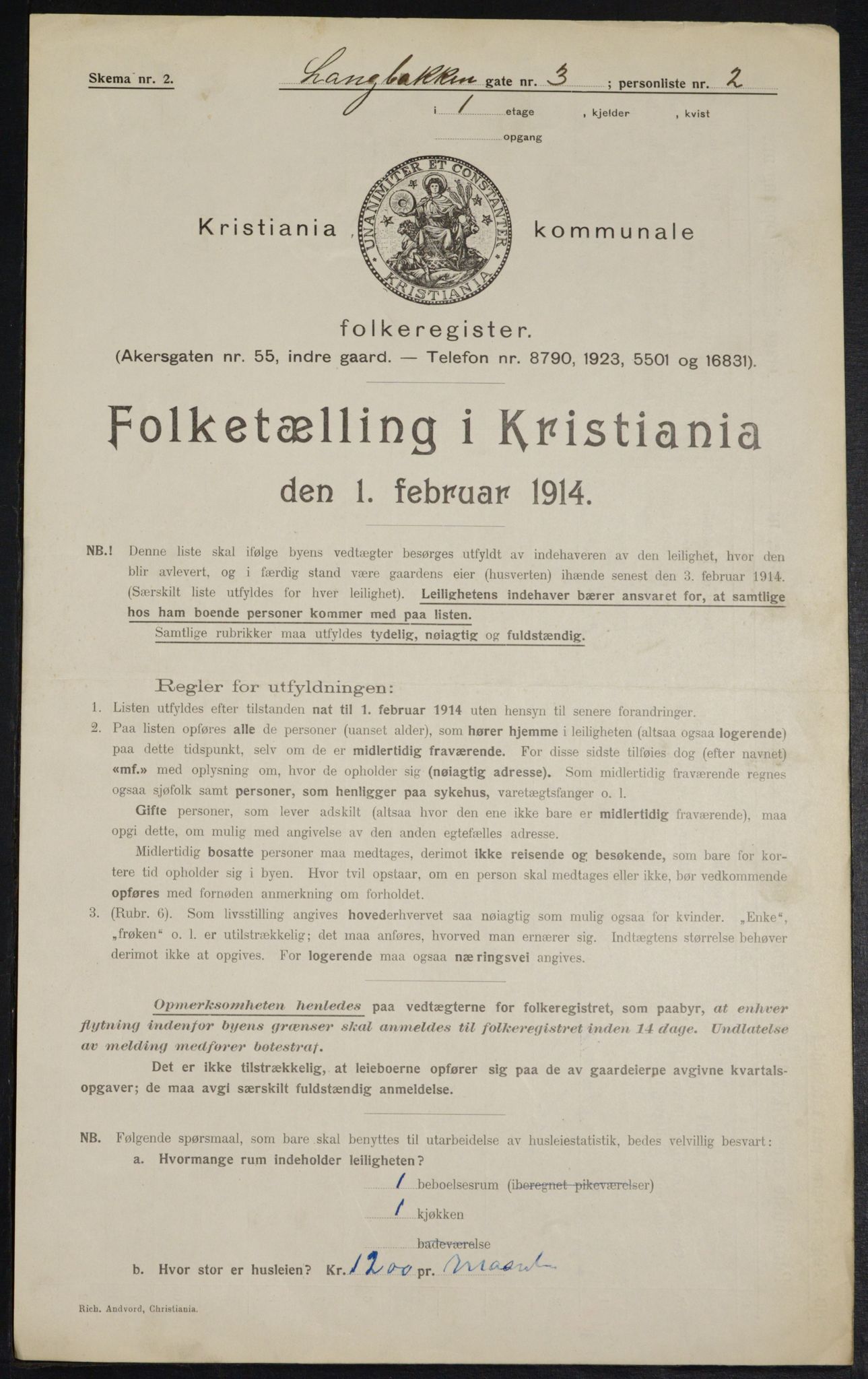 OBA, Municipal Census 1914 for Kristiania, 1914, p. 56233