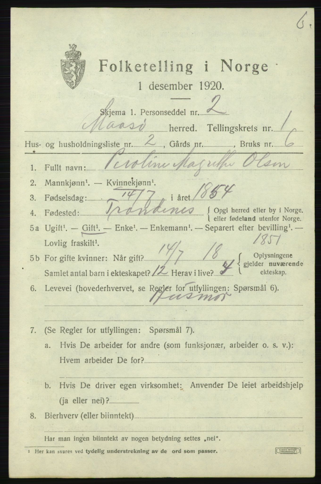 SATØ, 1920 census for Måsøy, 1920, p. 864