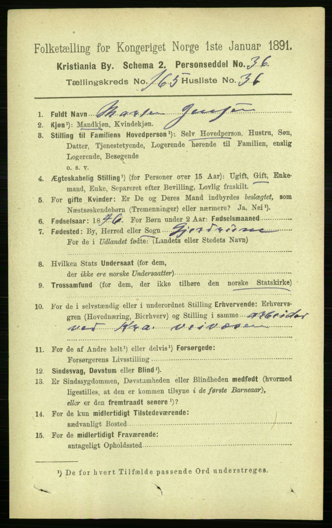 RA, 1891 census for 0301 Kristiania, 1891, p. 96011