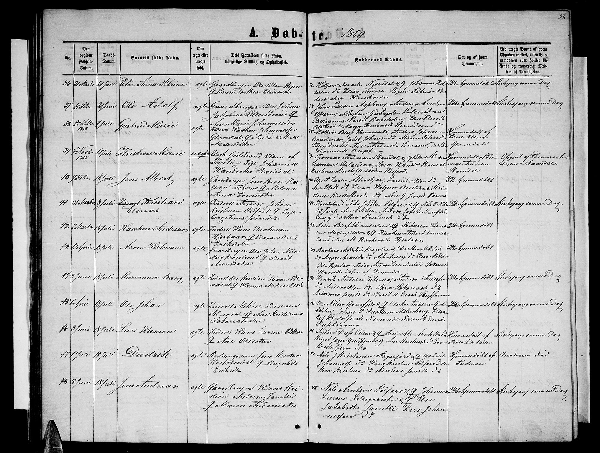 Ministerialprotokoller, klokkerbøker og fødselsregistre - Nordland, SAT/A-1459/827/L0415: Parish register (copy) no. 827C04, 1864-1886, p. 56