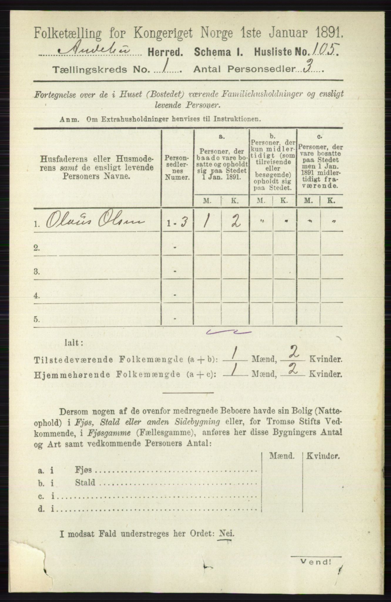 RA, 1891 census for 0719 Andebu, 1891, p. 132