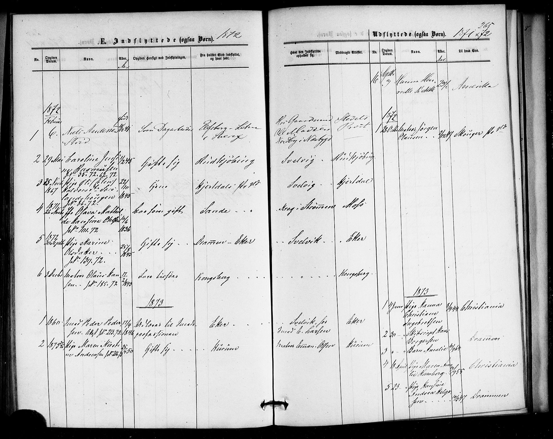 Strømm kirkebøker, AV/SAKO-A-322/F/Fa/L0002: Parish register (official) no. I 2, 1870-1877, p. 265